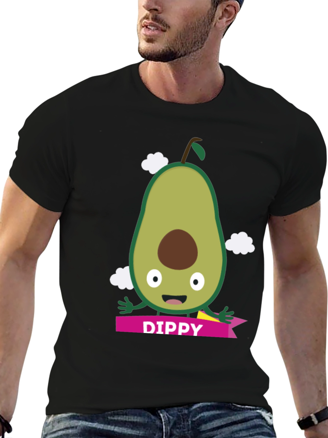 Black Dippy Avocado Graphic T-Shirt - Fun Novelty Tee view 6
