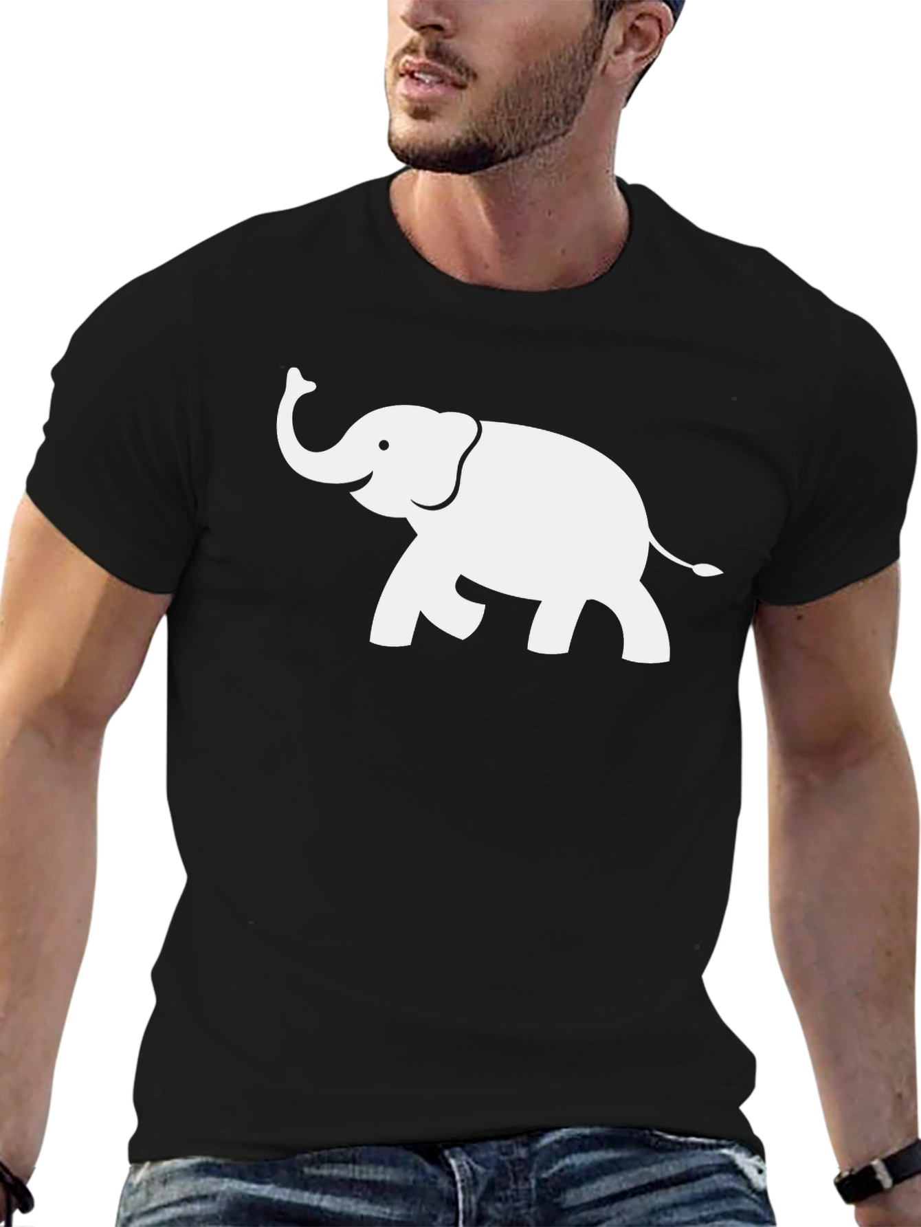 Black Elephant Graphic Tee - Black Cotton Blend view 6