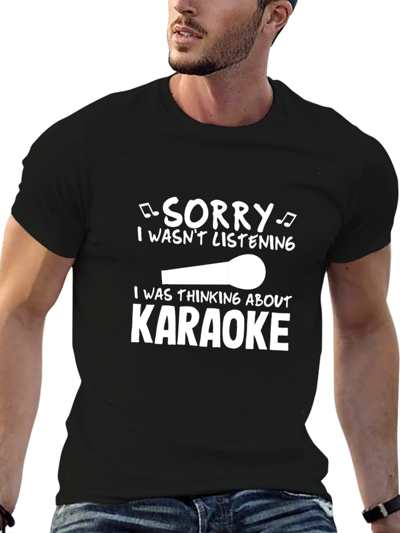 Black Karaoke T-Shirt - Sorry Wasn't Listening view 6