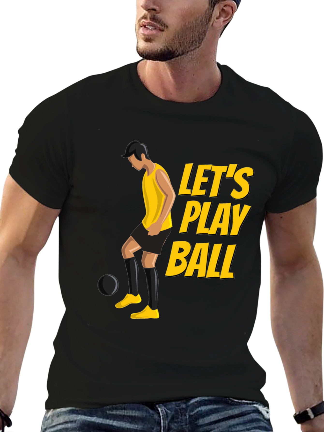 Black Let's Play Ball Graphic Tee view 6