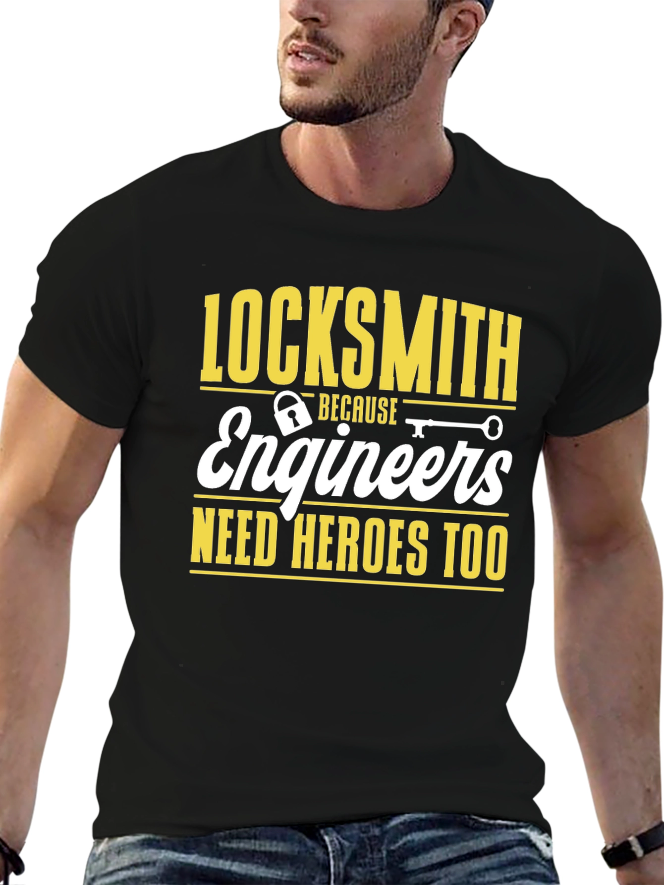 Black Locksmith Engineers T-Shirt - Because Need Heroes Too view 6