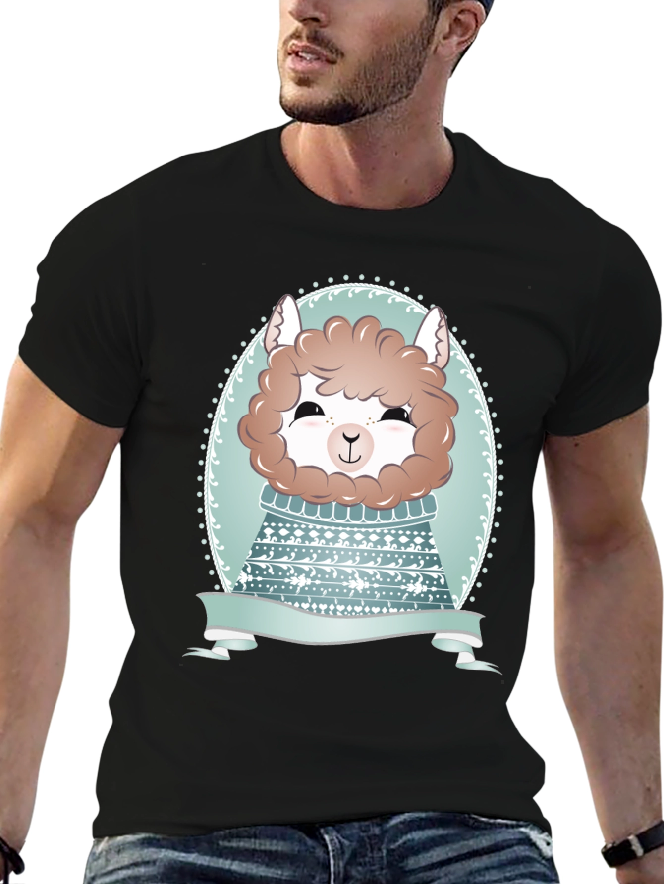 Black Cute Alpaca T-Shirt - Stylish Animal Graphic Tee view 6