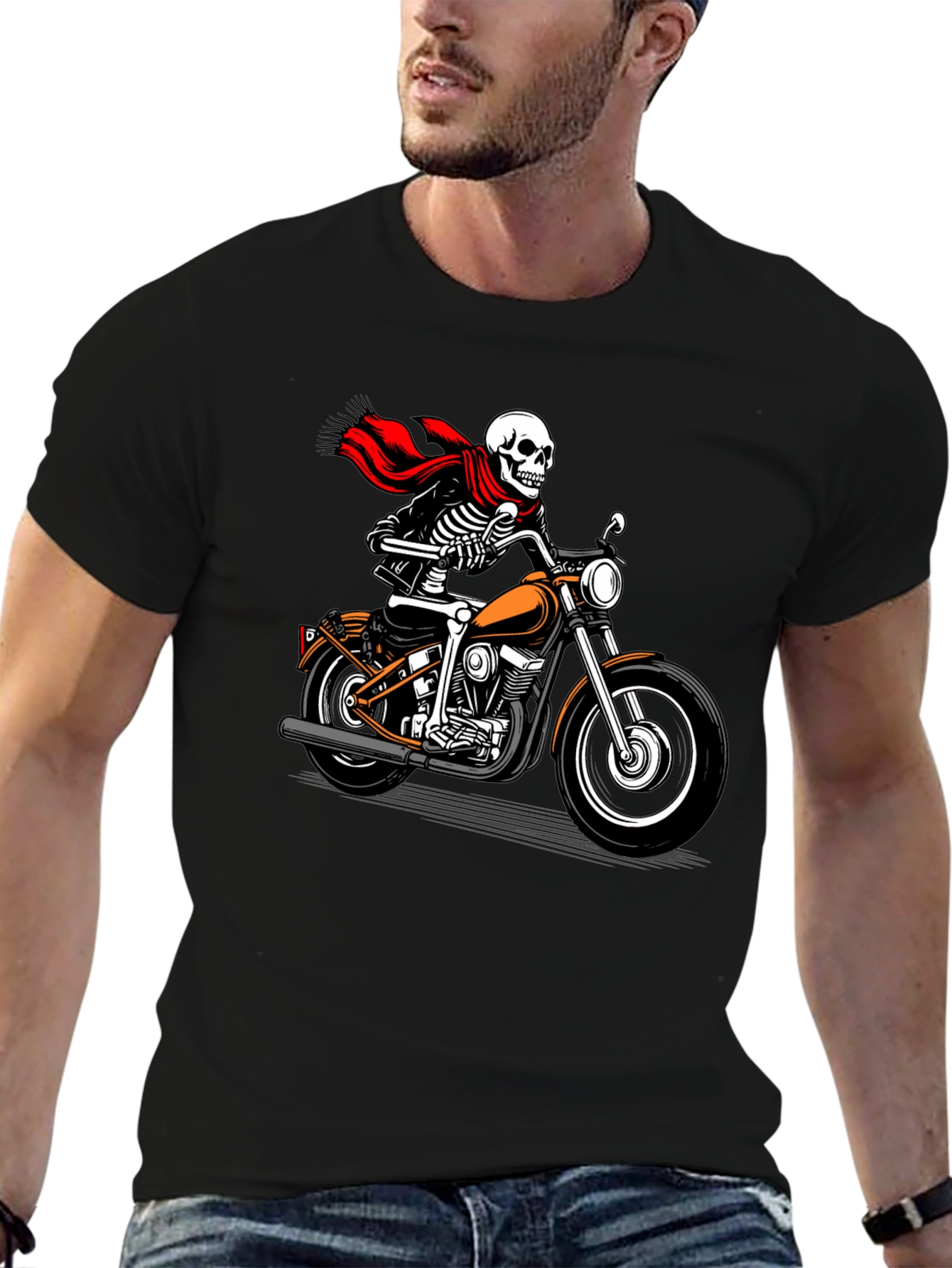 Black Skeleton Biker Graphic Tee - Ride or Die! view 6