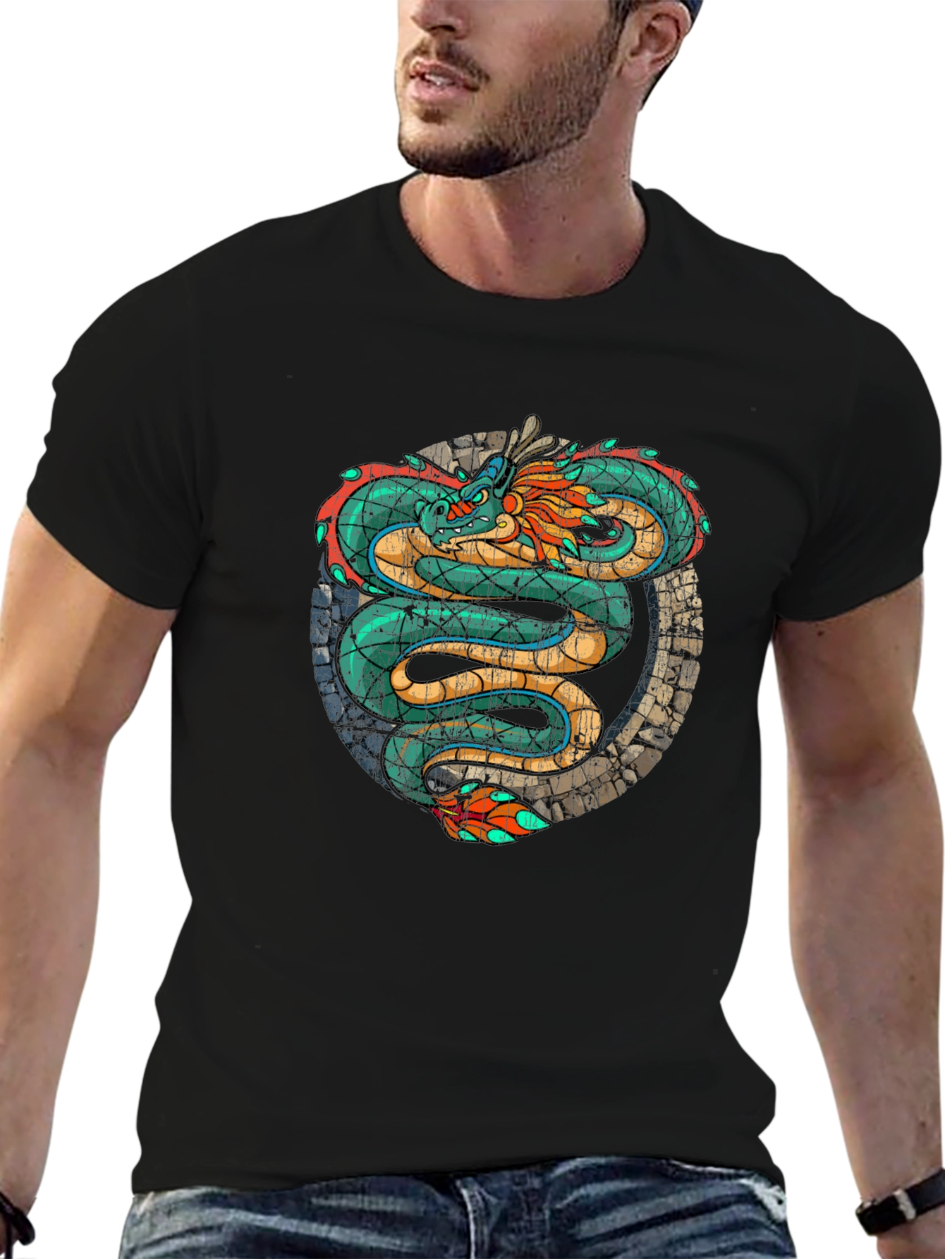Black Dragon Graphic Tee - Black Cotton Blend view 6
