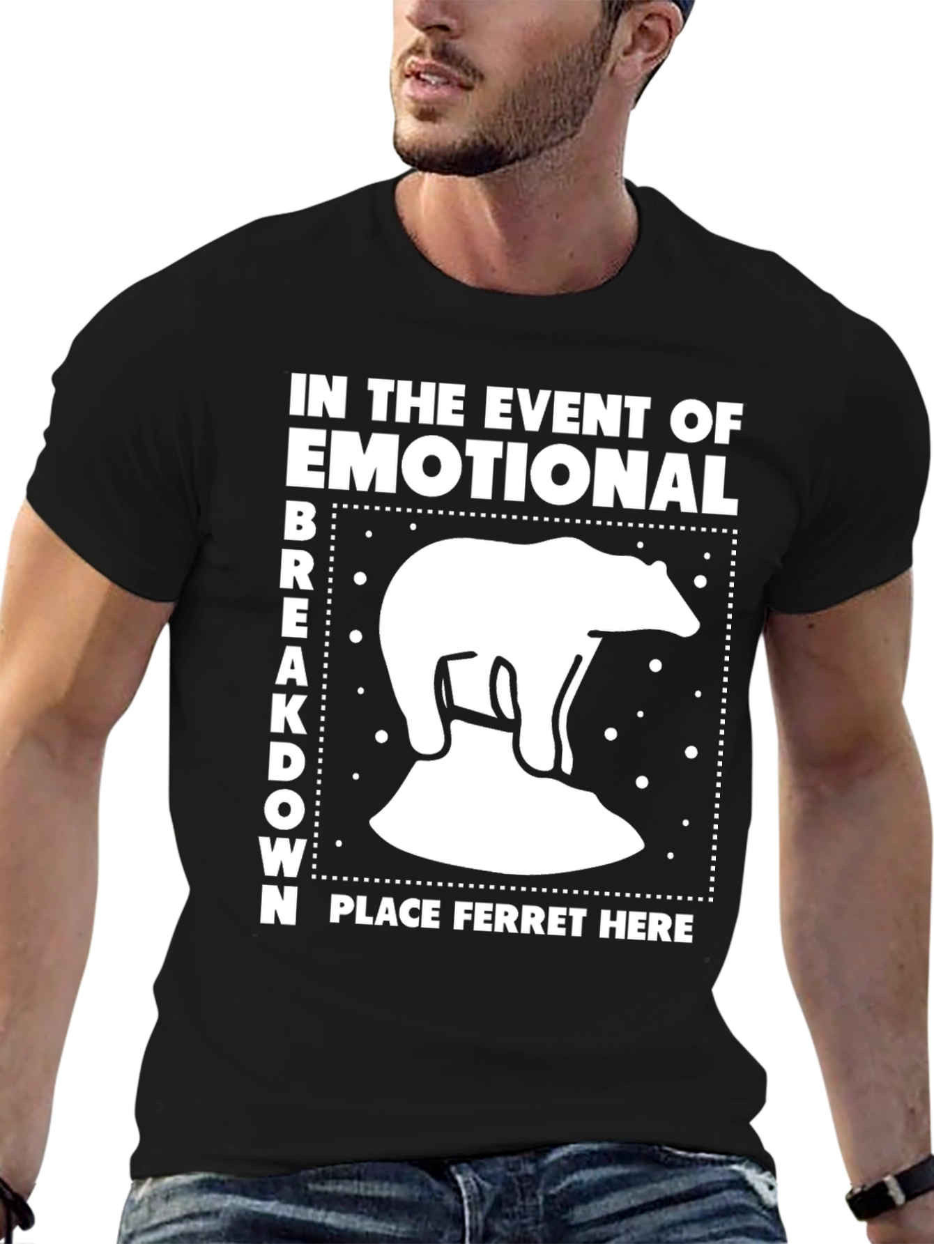 Black Emotional Breakdown Ferret T-Shirt view 6