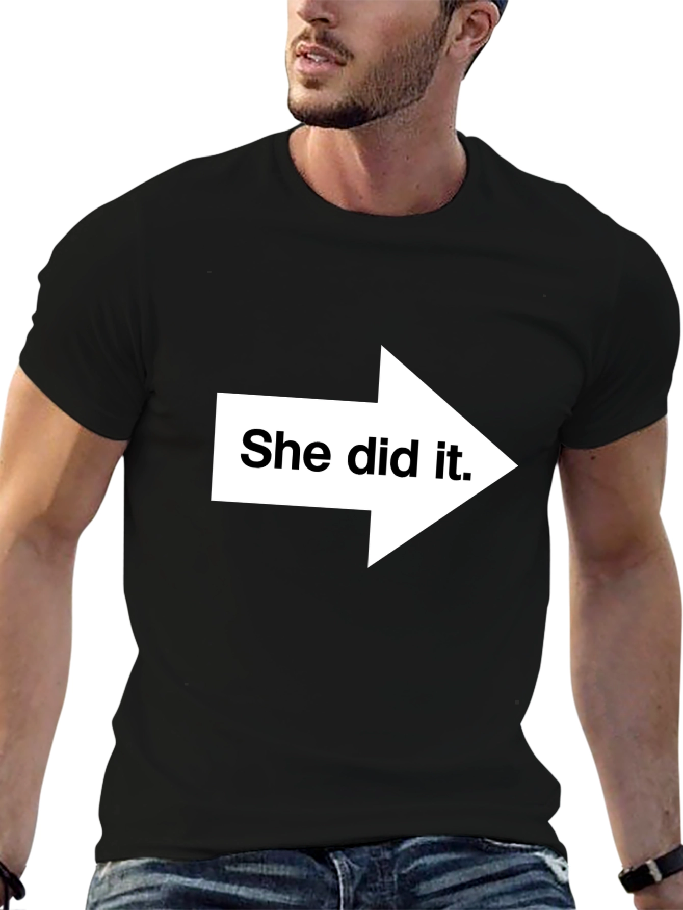 Black Funny 'She Did It' Graphic Tee - Black view 6