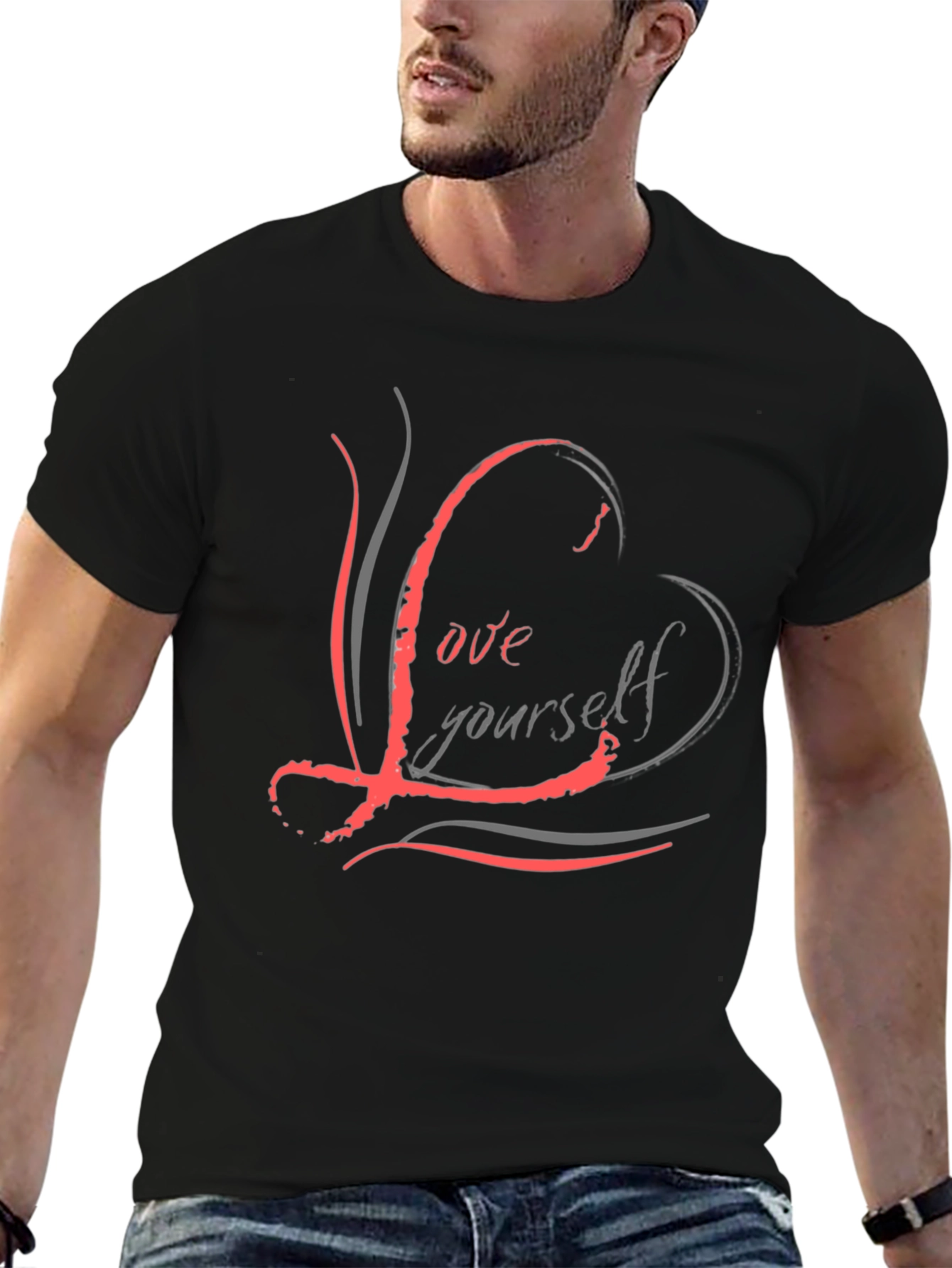 Black Love Yourself Graphic Black T-Shirt view 6