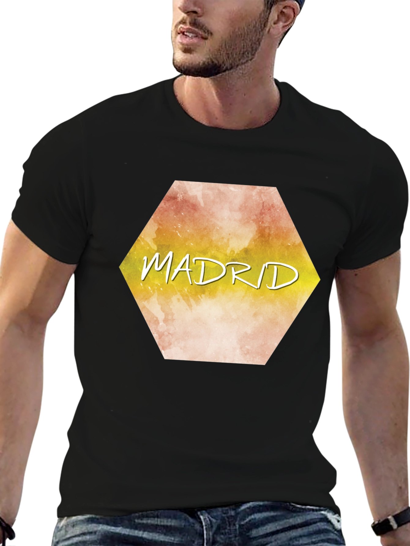 Black Madrid Graphic Tee - Stylish City T-Shirt view 6