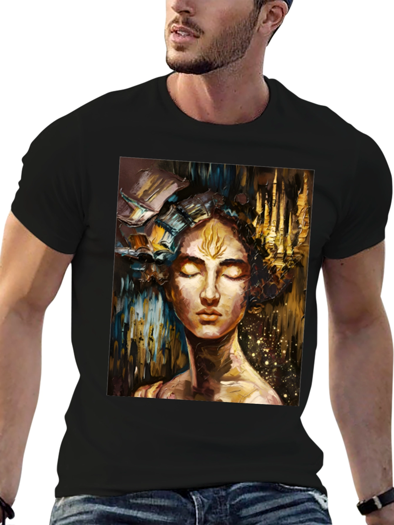 Black Abstract Art Print Black Unisex T-Shirt view 6