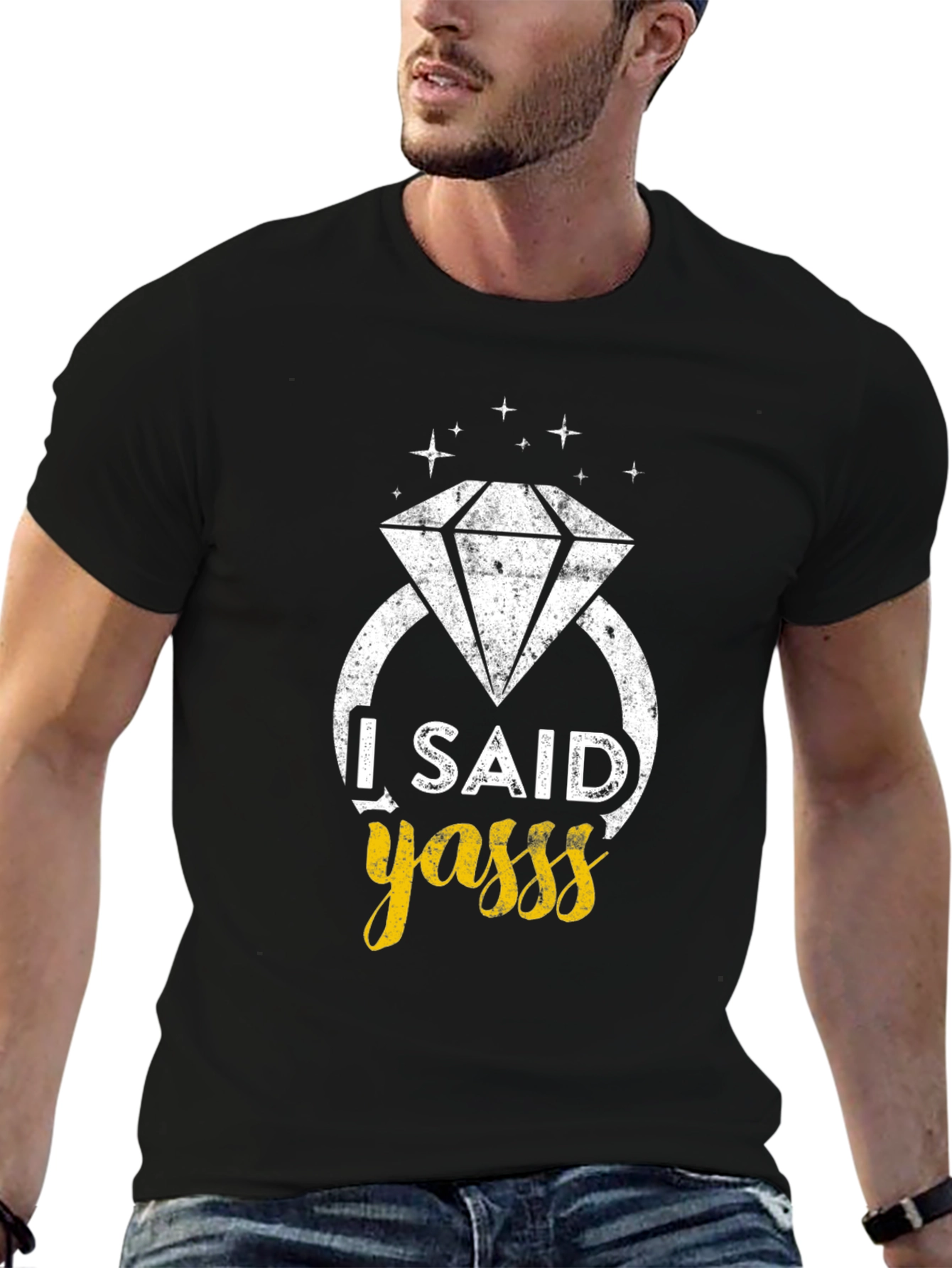 Black I Said Yasss Engagement Tee view 6