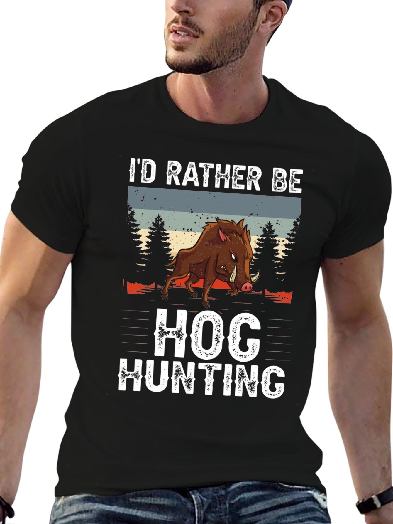 Black Hog Hunting Tee: I'd Rather Be Hunting Shirt view 6