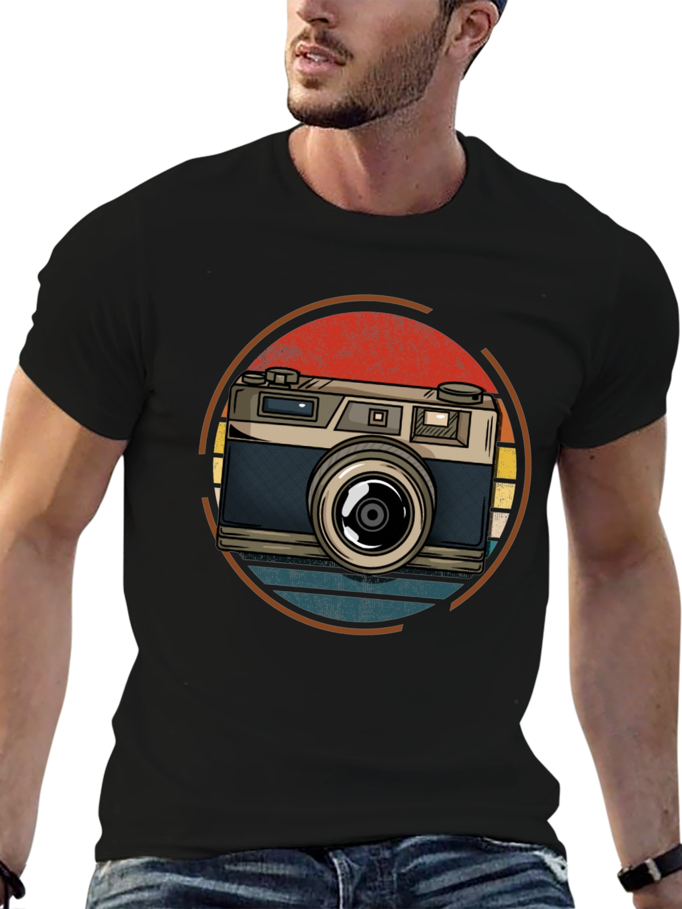 Black Retro Camera Graphic Tee - Vintage Photography Shirt view 6