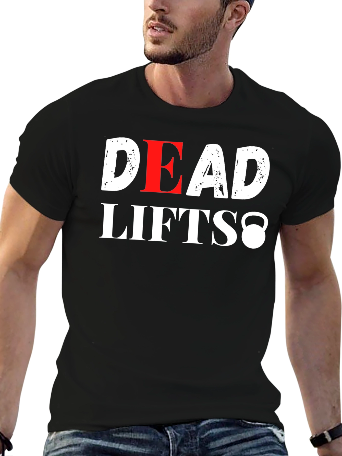 Black Deadlifts Kettlebell Graphic Tee view 6