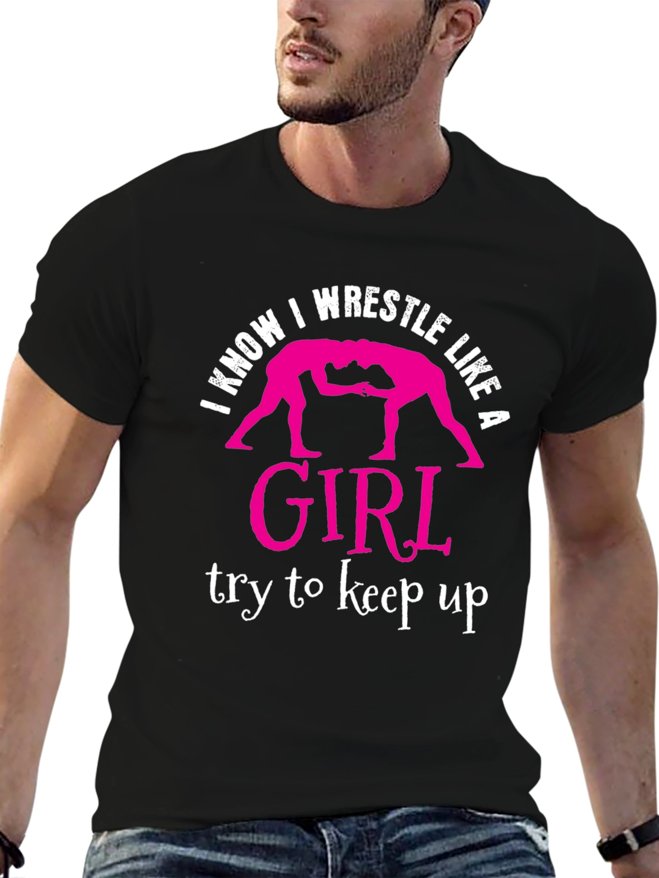 Black I Wrestle Like A Girl T-Shirt view 6