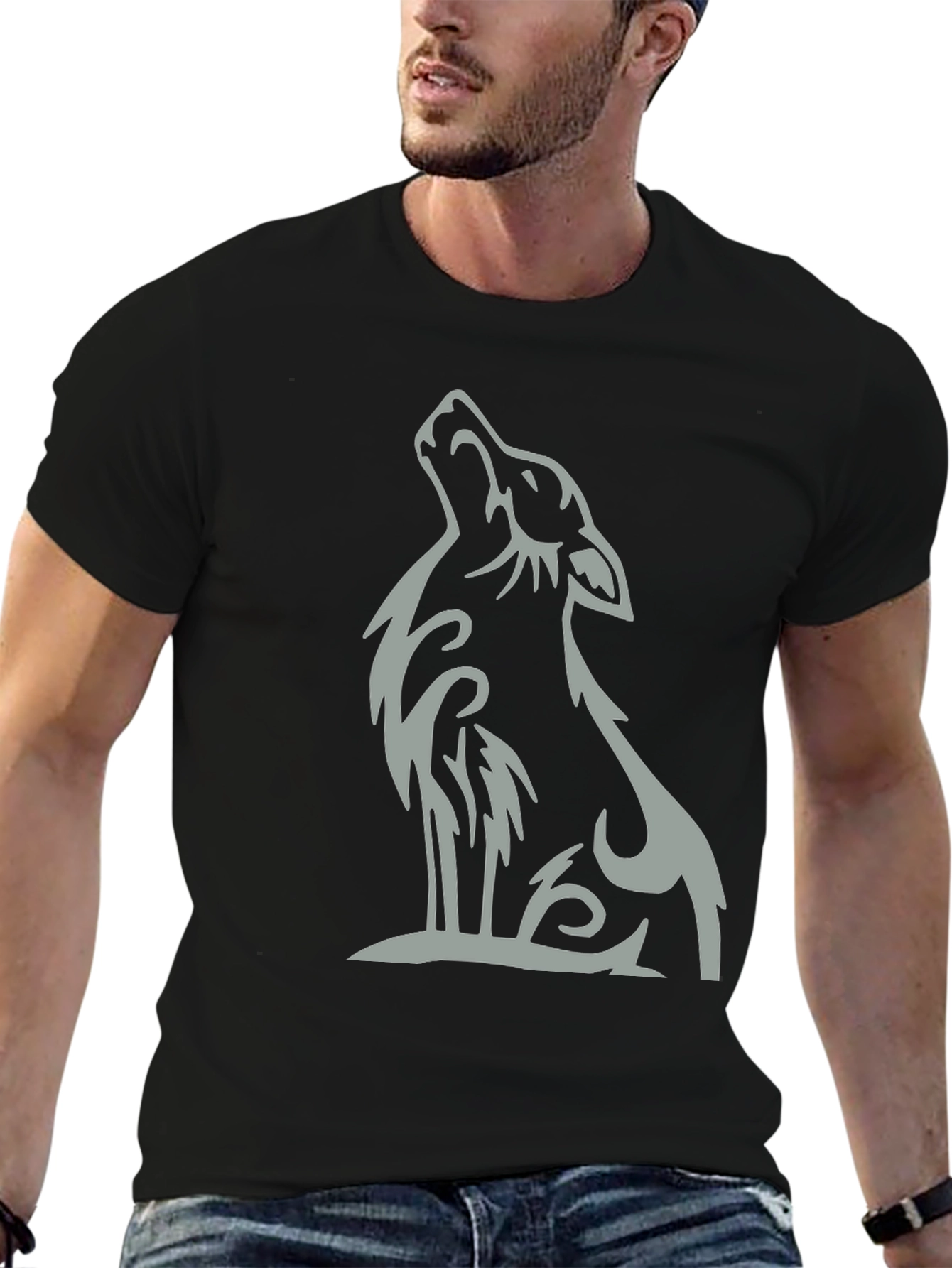 Black Black Wolf Graphic Tee - Stylish Casual Wear view 6
