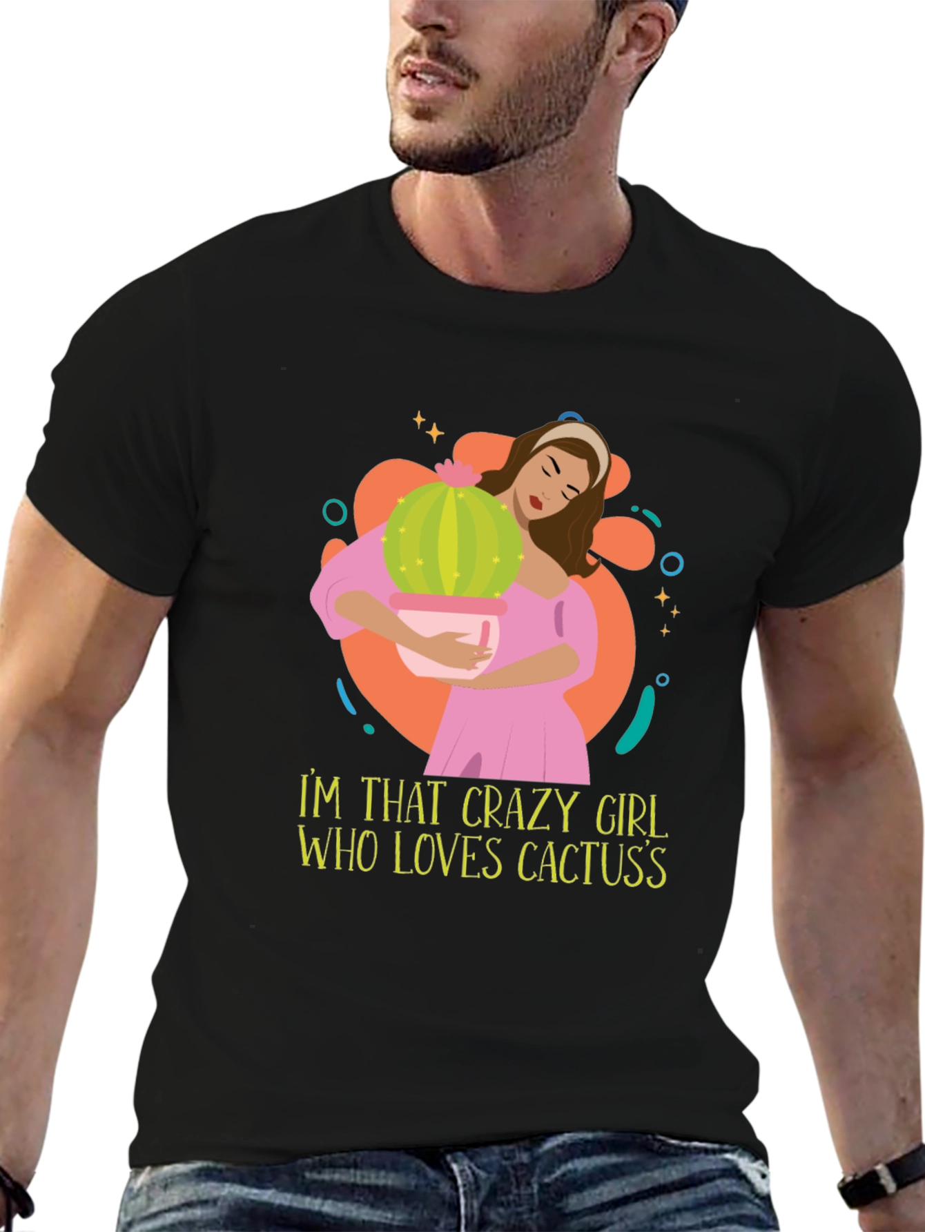 Black Crazy Cactus Girl Graphic Tee view 6