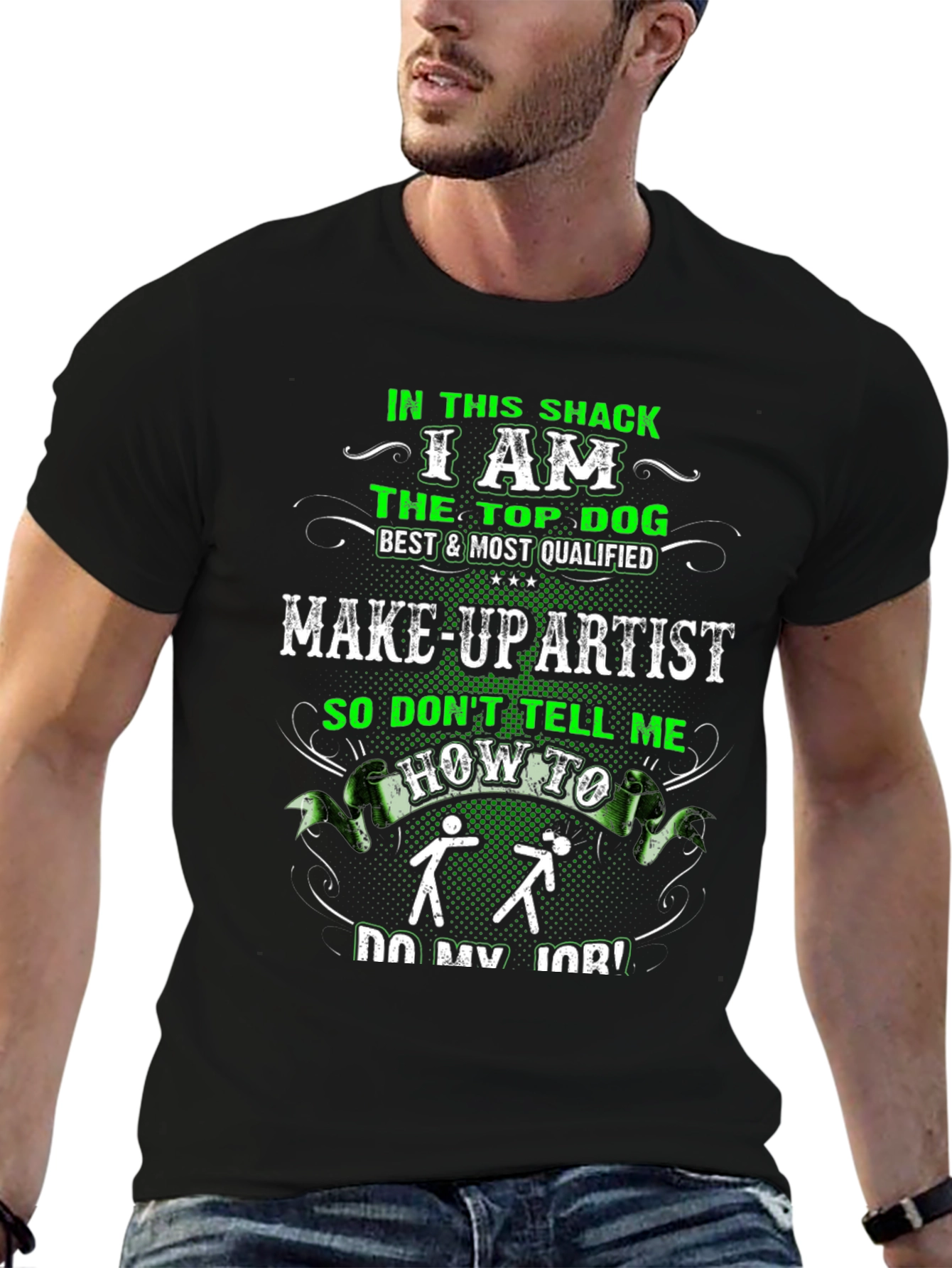 Black Make-up Artist Top Dog Graphic T-Shirt view 6