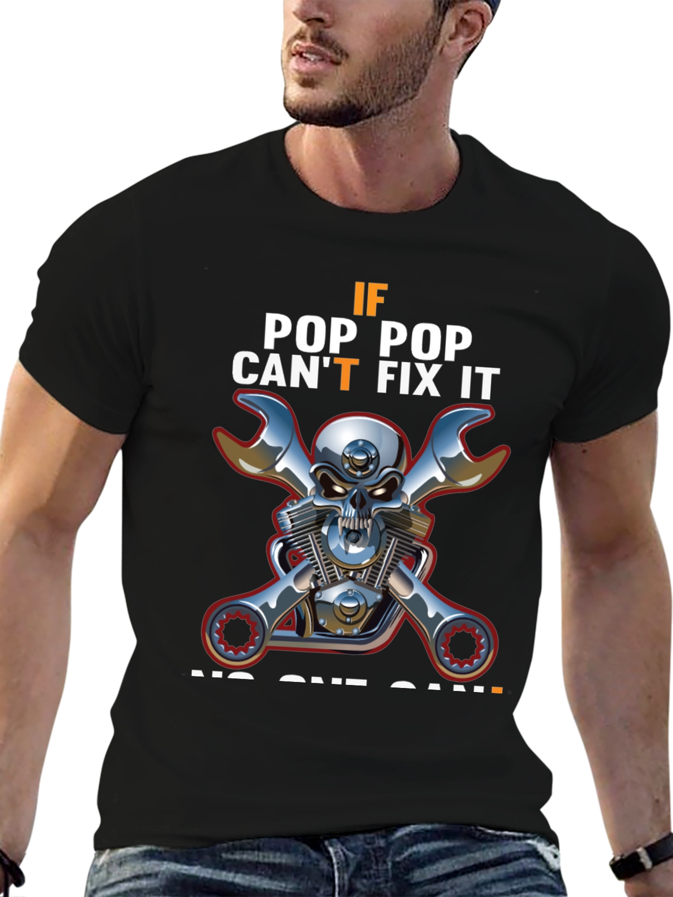 Black Pop Pop Can Fix It T-Shirt view 6