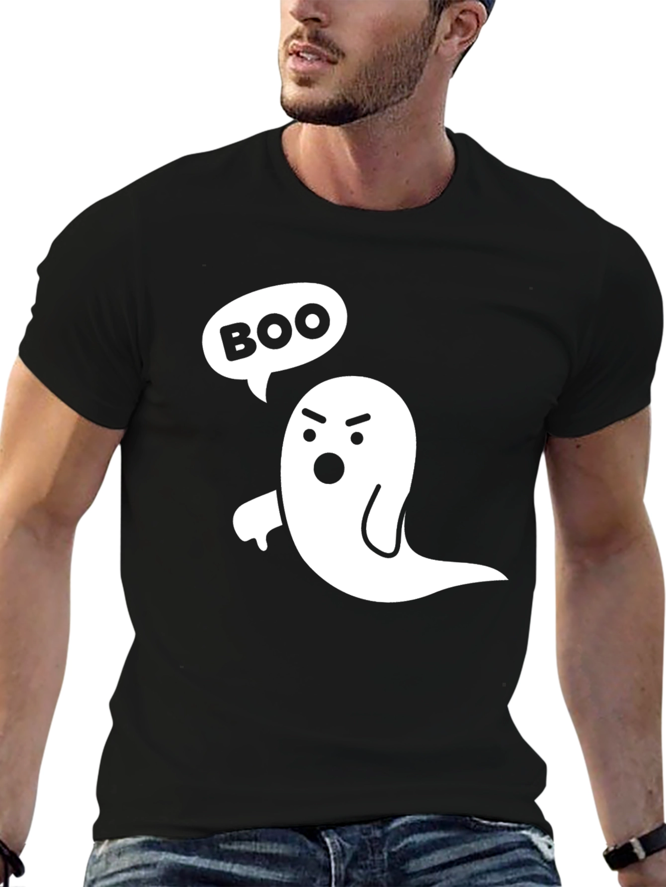 Black Boo Ghost T-Shirt - Spooky Season Tee view 6