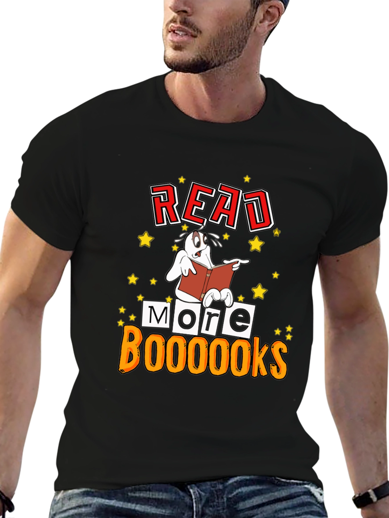 Black Read More Booooks T-Shirt - Novelty Dog Design view 6