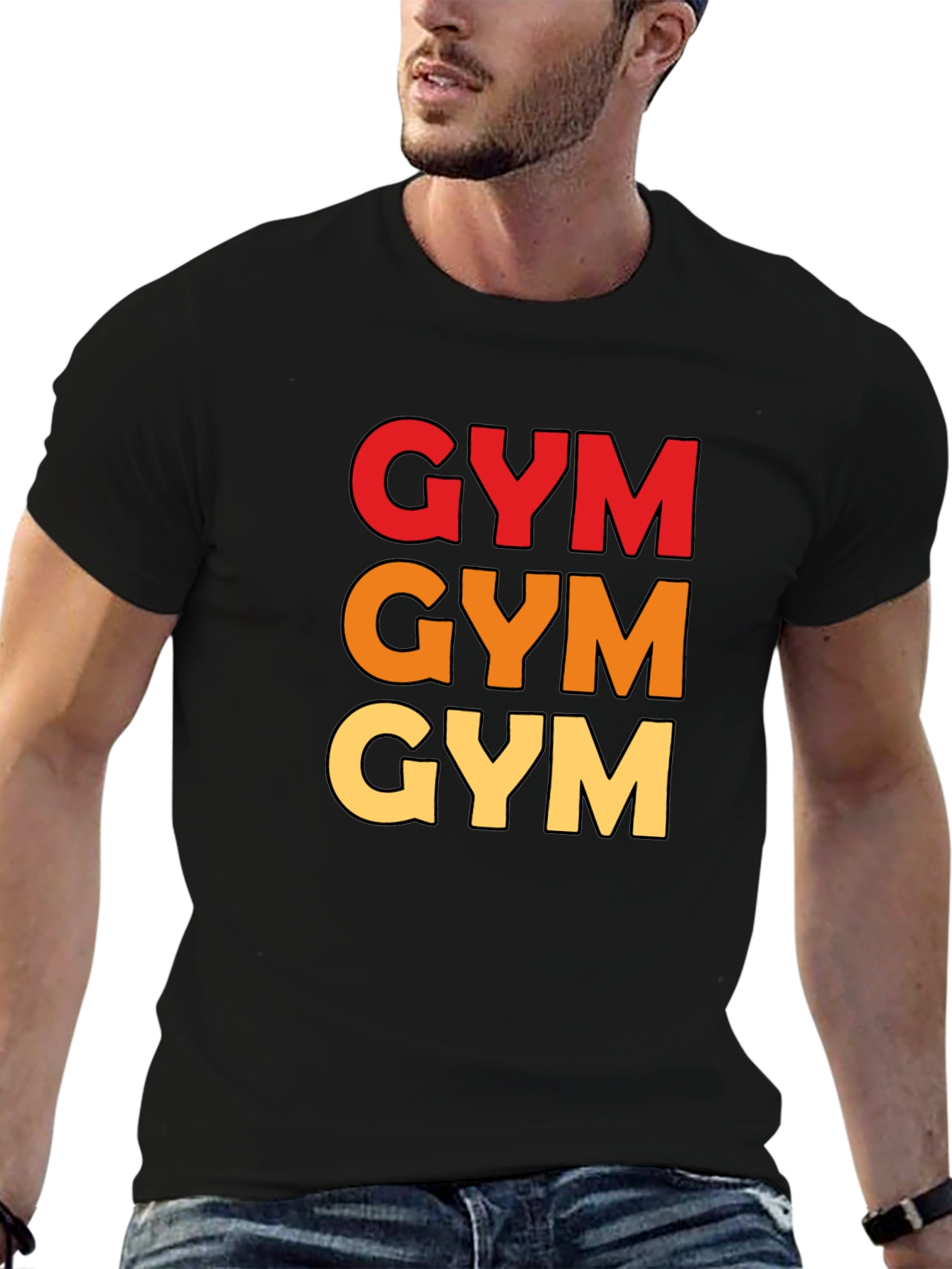 Black Triple GYM Text Tee - Workout Ready view 6
