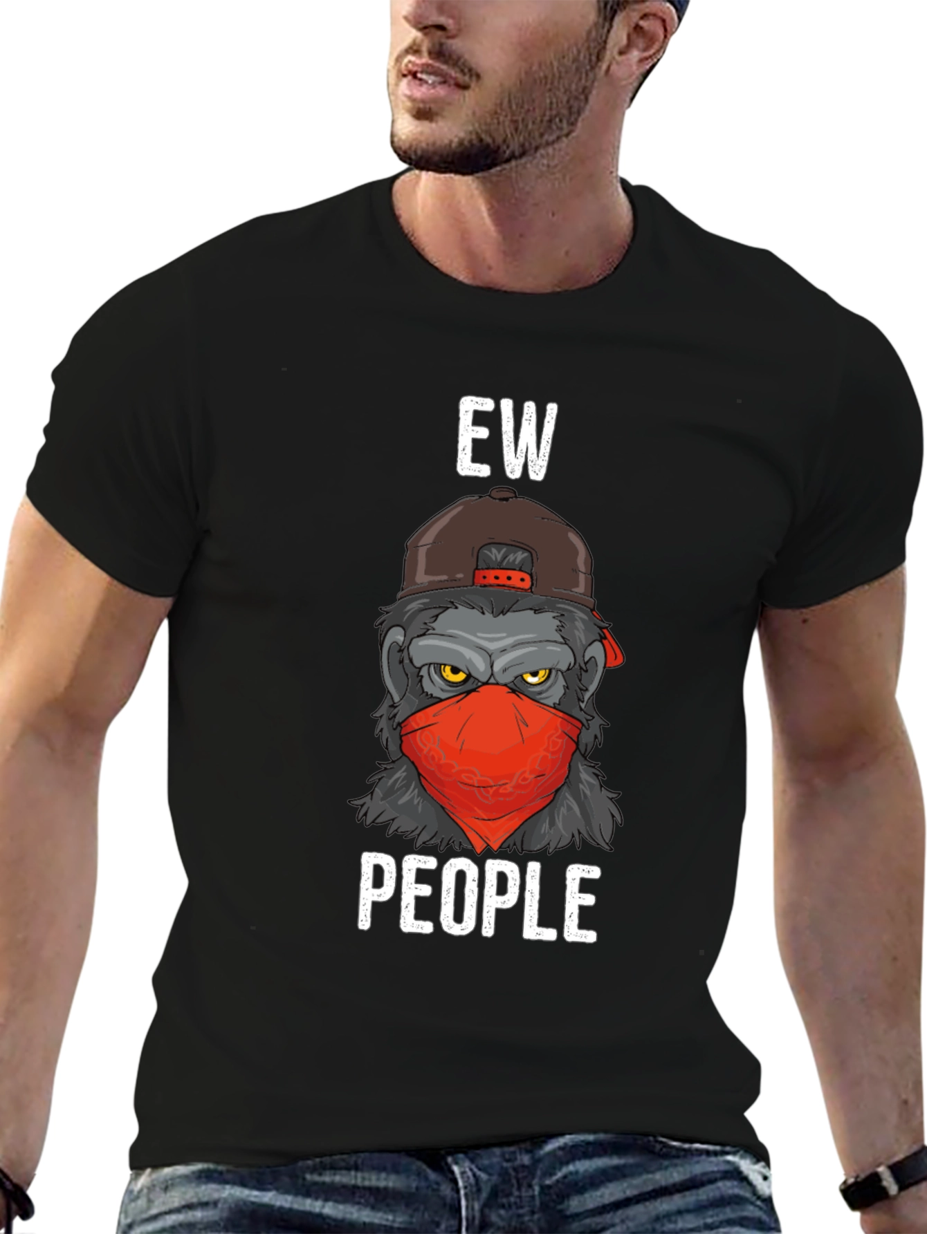 Black Ew People Graphic Tee - Novelty T-Shirt view 6