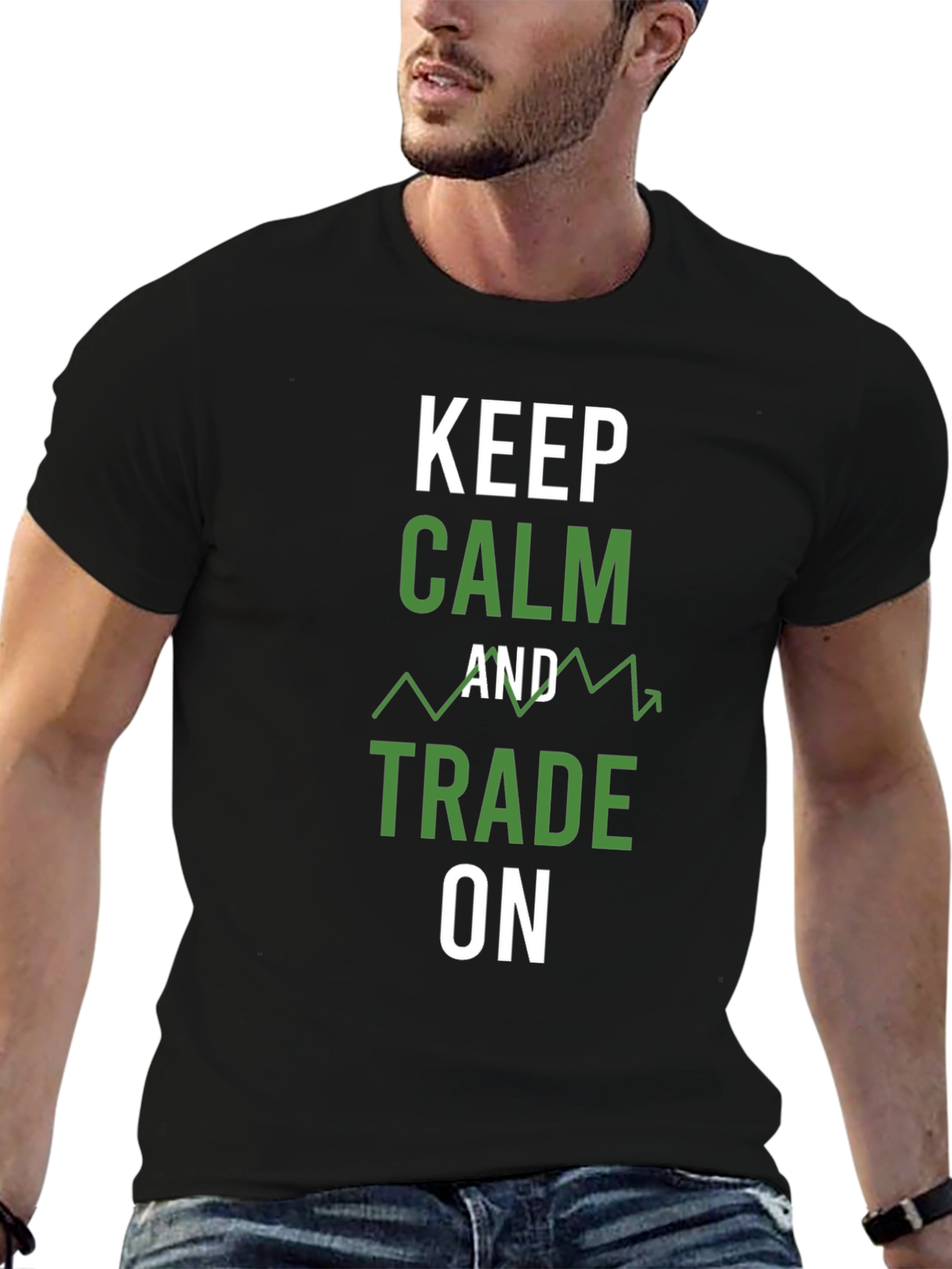 Black Keep Calm and Trade On Graphic Tee view 6