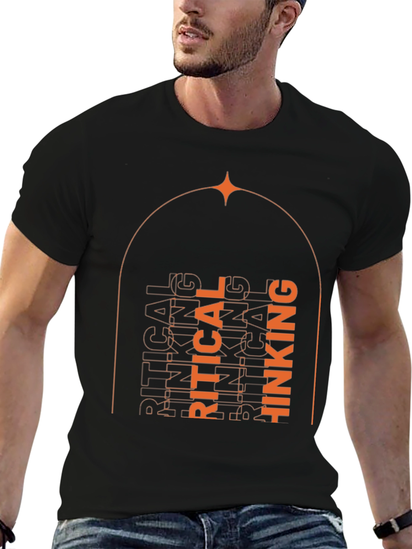 Black Critical Thinking Graphic Tee - Unisex Black T-Shirt view 6