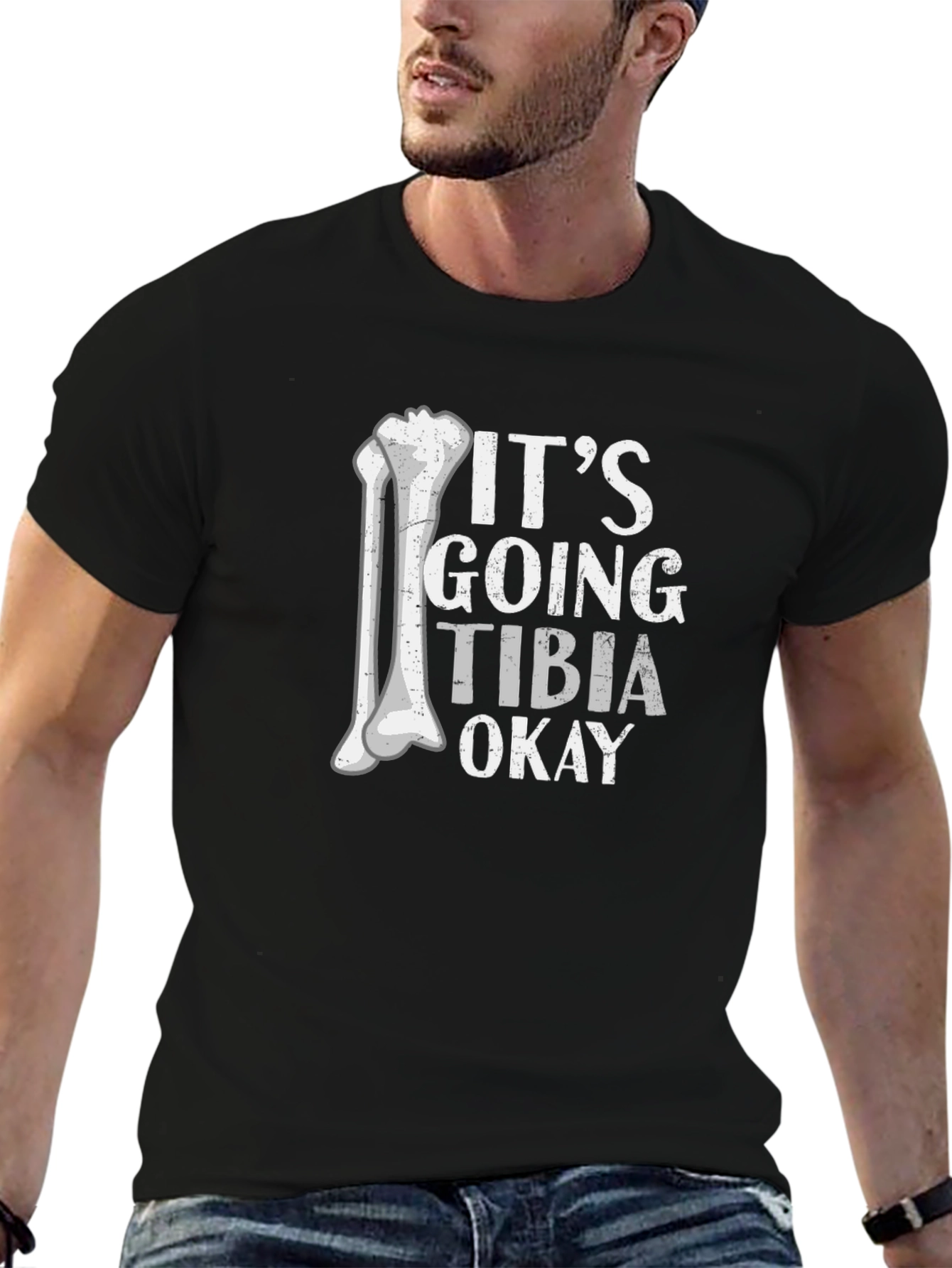 Black Funny It's Going Tibia Okay Graphic Tee - Black view 6