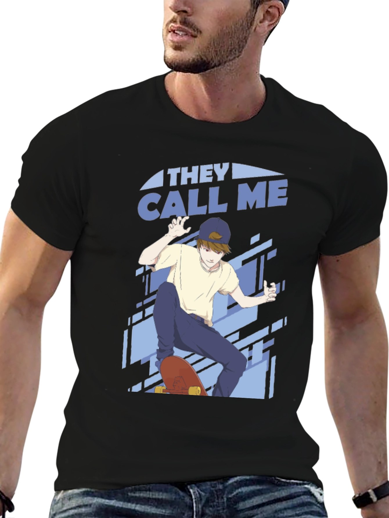 Black Skater Boy Graphic Tee - Cool Anime Style view 6