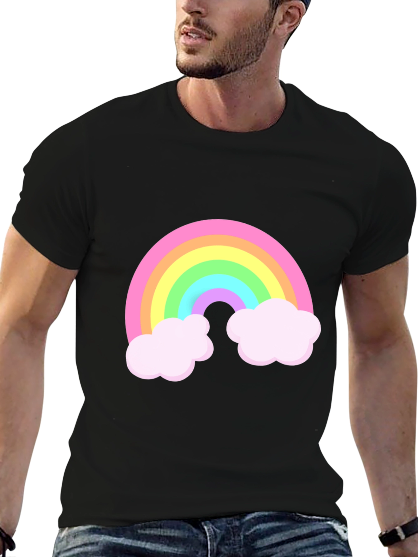 Black Rainbow Graphic Black T-Shirt view 6