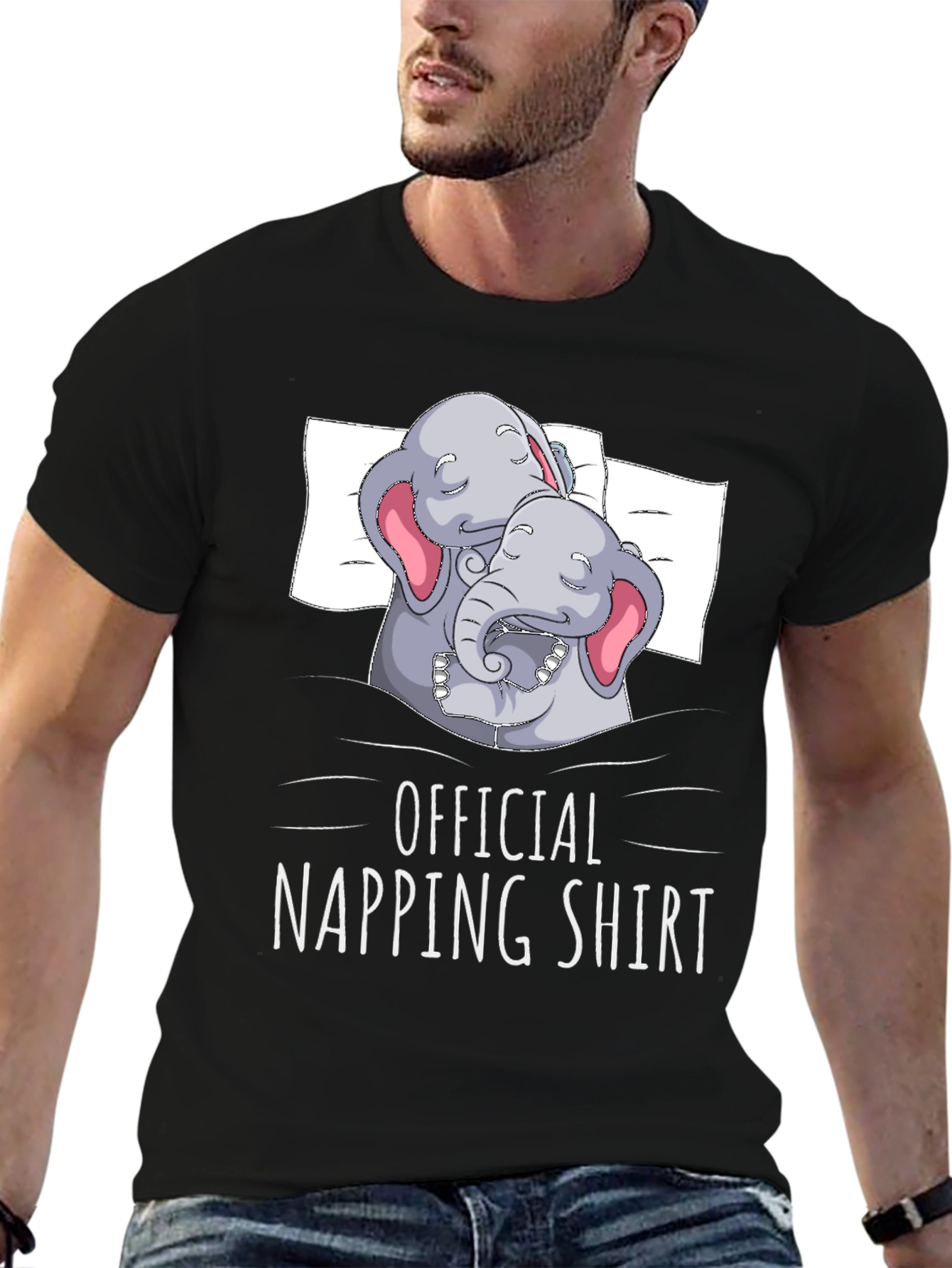 Black Official Napping Shirt - Elephant Graphic Tee view 6