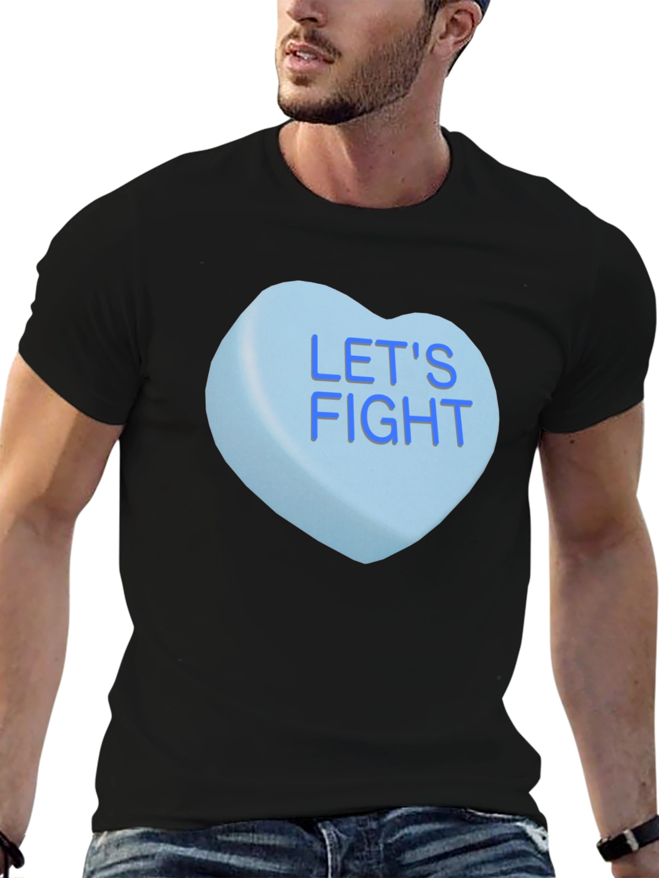 Black Let's Fight Candy Heart T-Shirt view 6