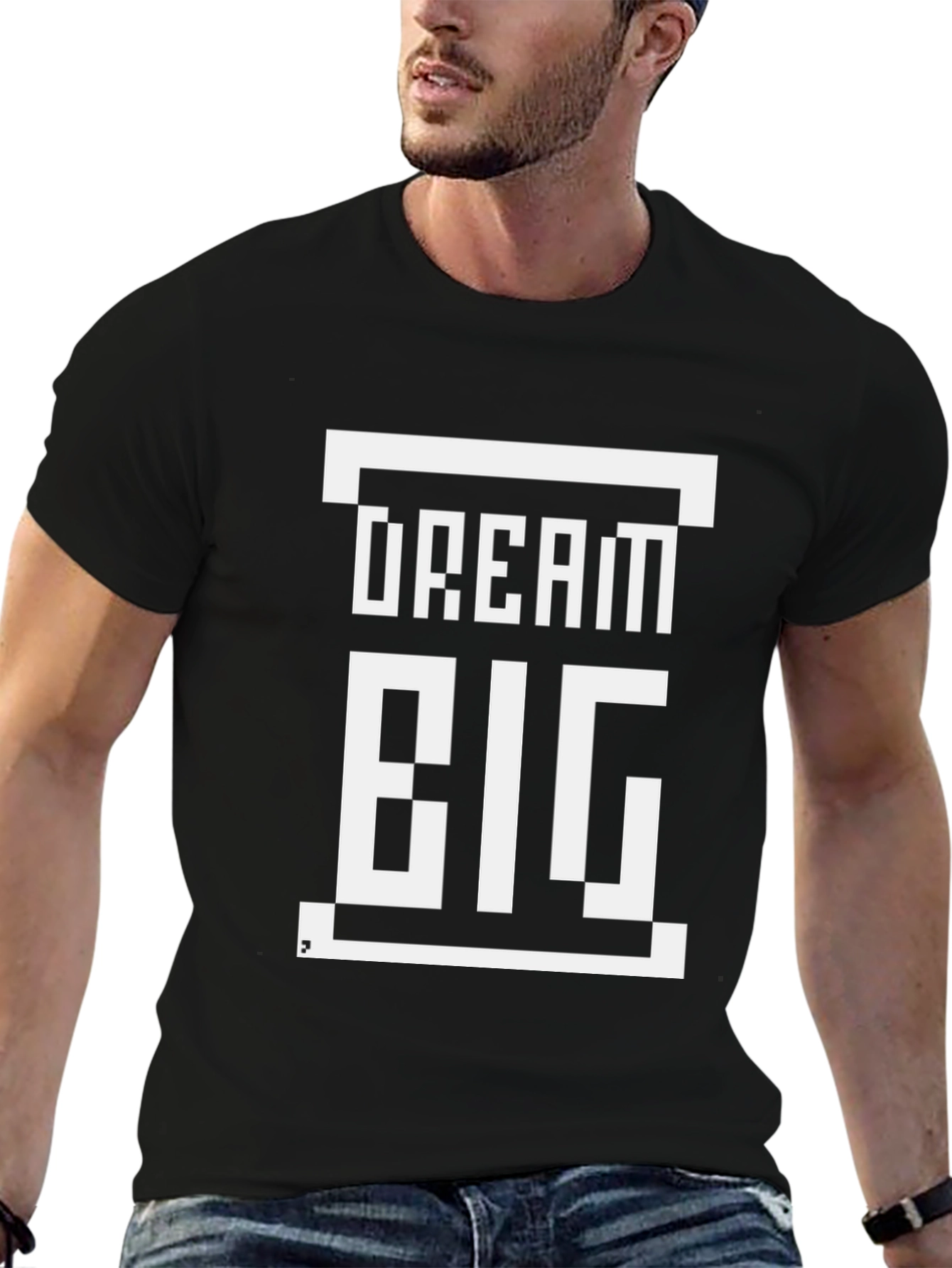 Black Dream Big Graphic Tee - Motivational Black T-Shirt view 6