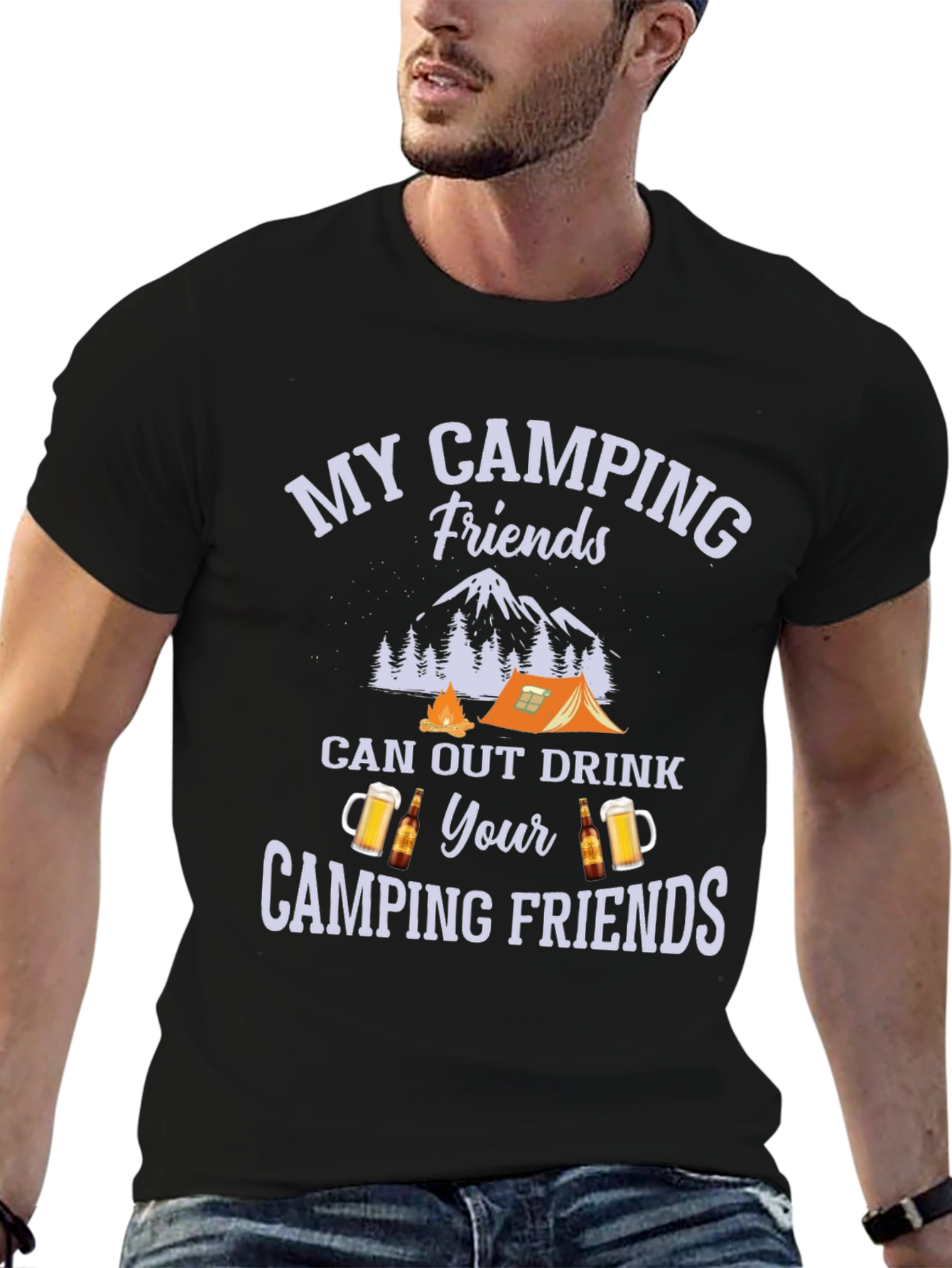Black Camping Friends Graphic Tee view 6