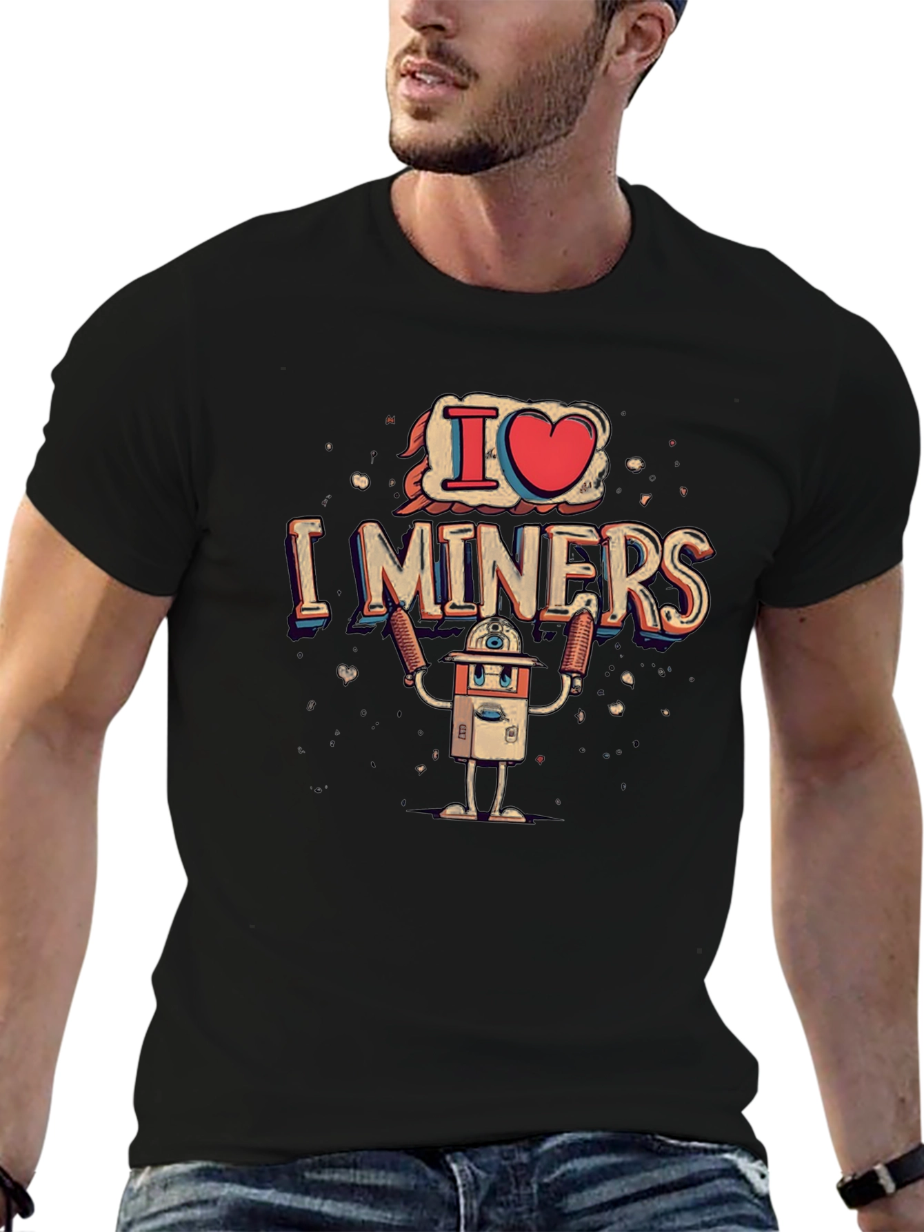 Black I Heart Miners Graphic Tee - Black Cotton T-Shirt view 6