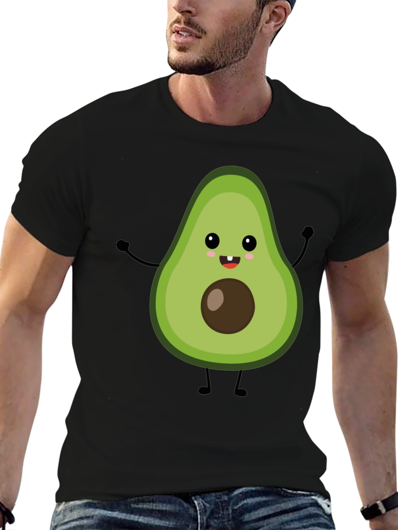 Black Cute Avocado Graphic Black T-Shirt view 6