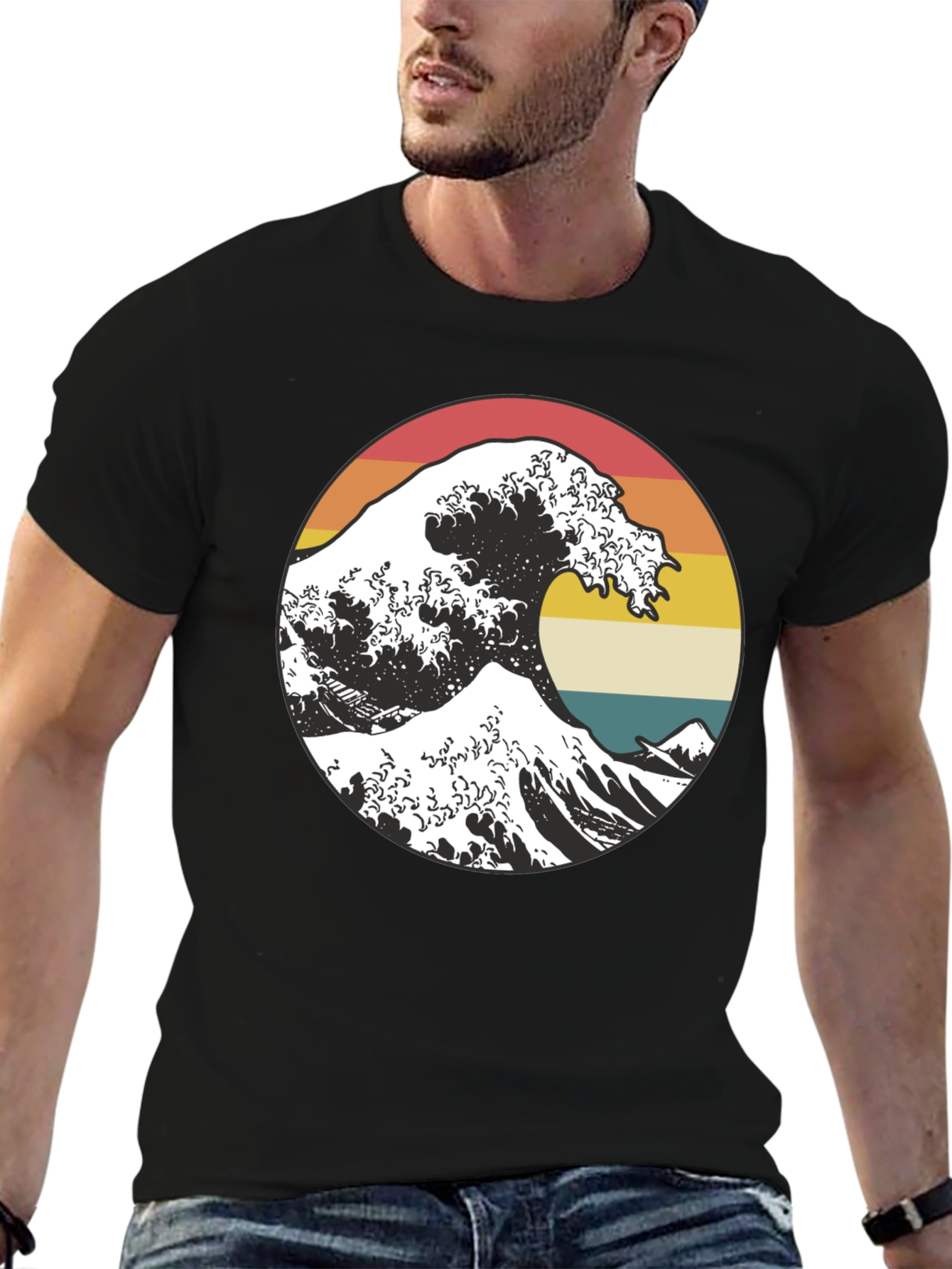 Black Retro Wave Graphic Tee - Stylish and Unique! view 6