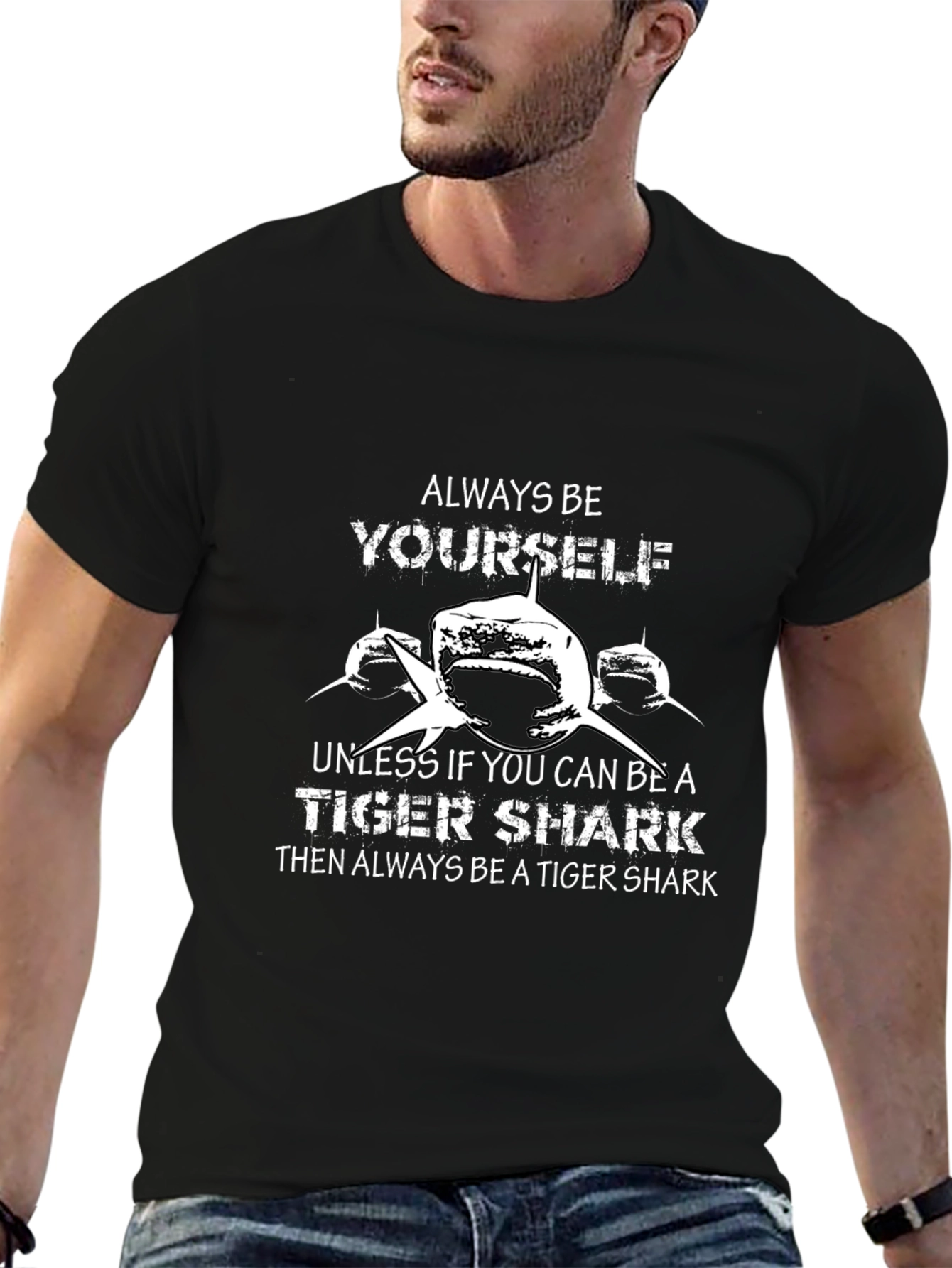 Black Tiger Shark Graphic Tee - Be Yourself T-Shirt view 6