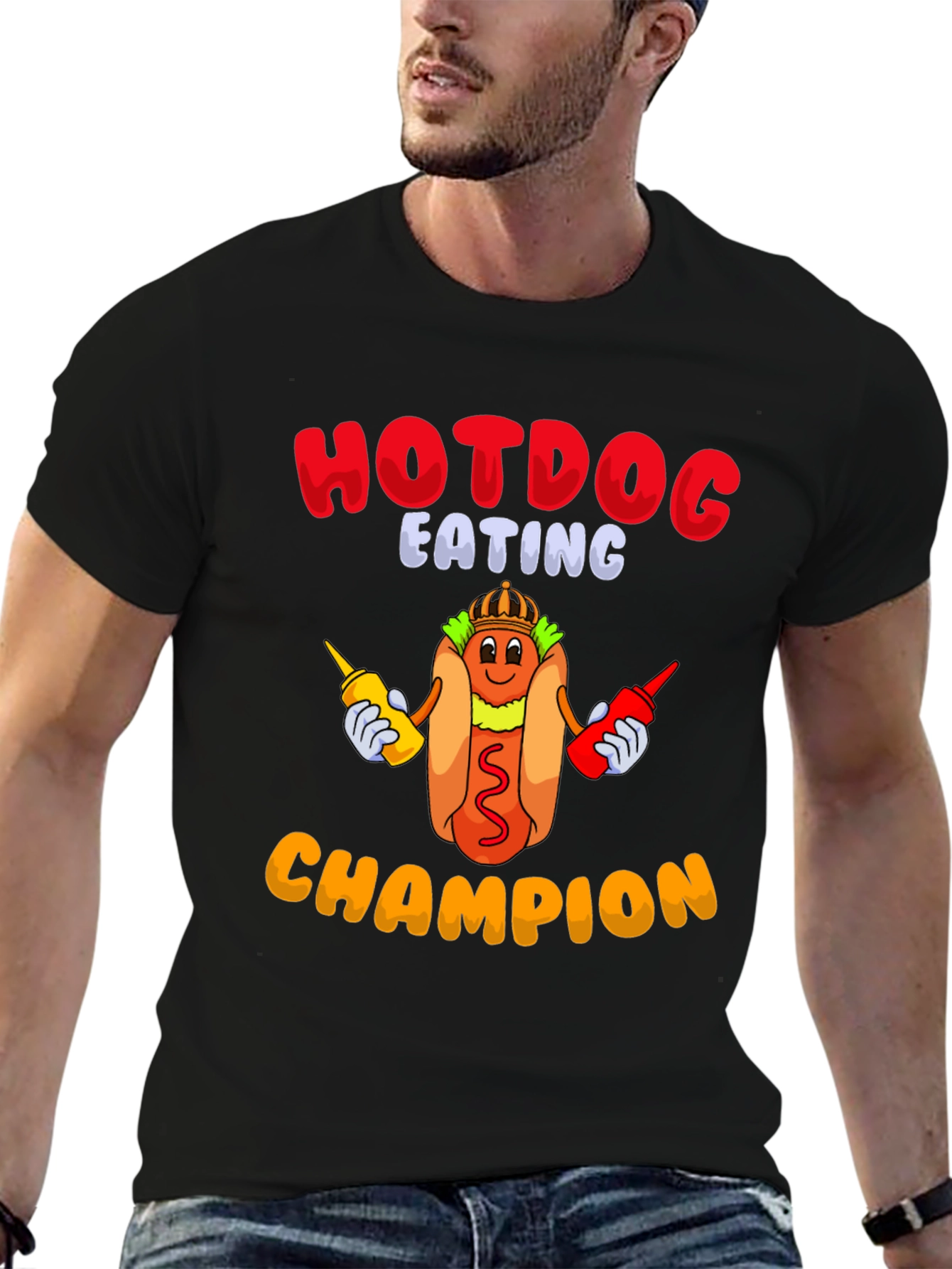 Black Hotdog Eating Champion T-Shirt view 6