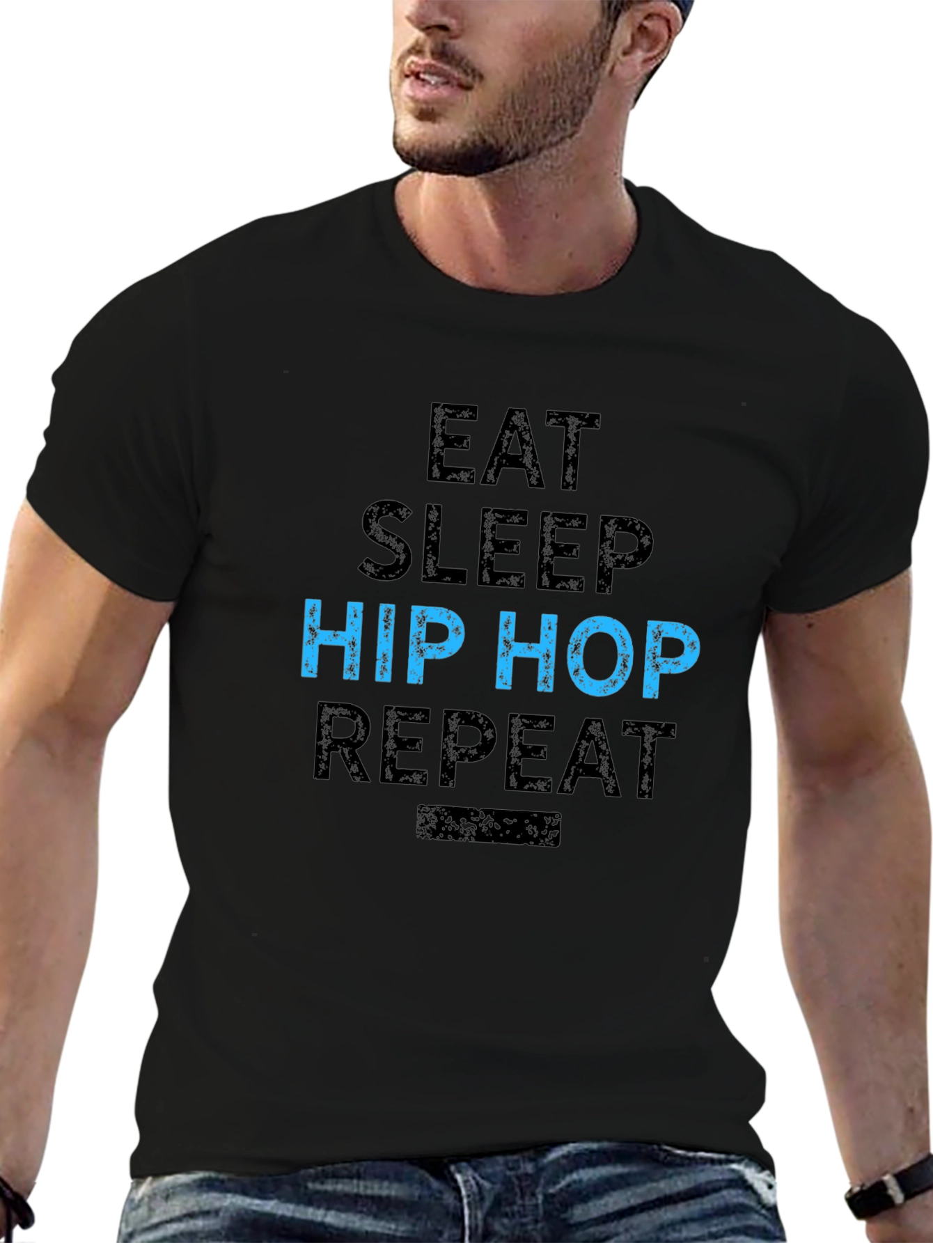 Black Eat Sleep Hip Hop Repeat Graphic Tee view 6