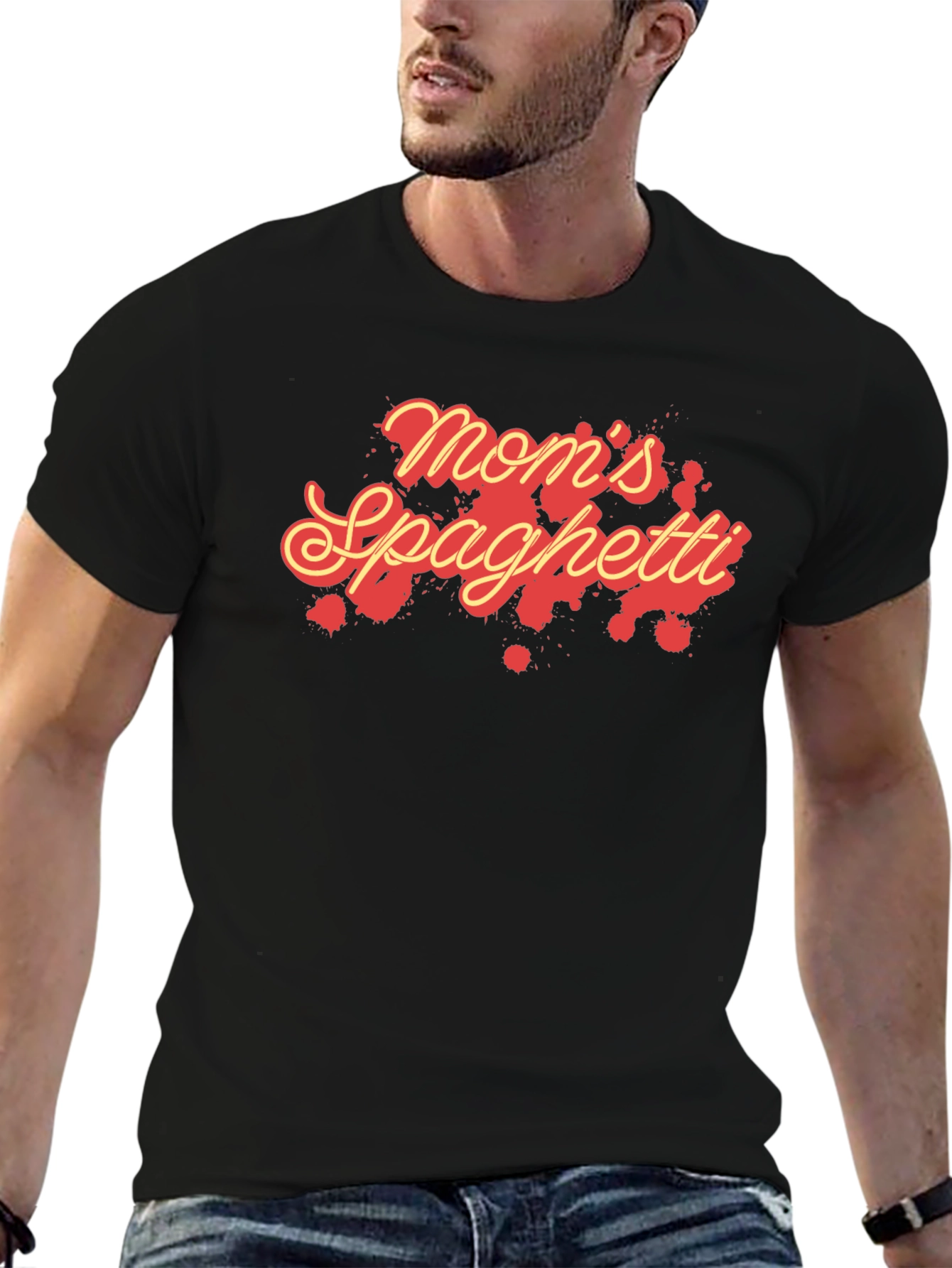 Black Mom's Spaghetti Graphic T-Shirt - Unisex view 6