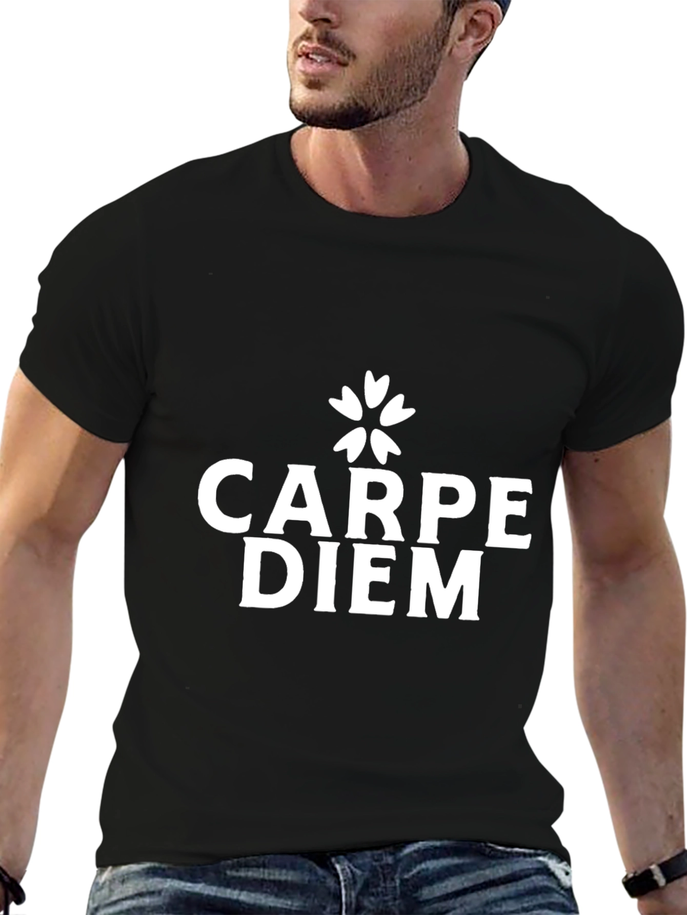 Black Carpe Diem Black Graphic T-Shirt view 6