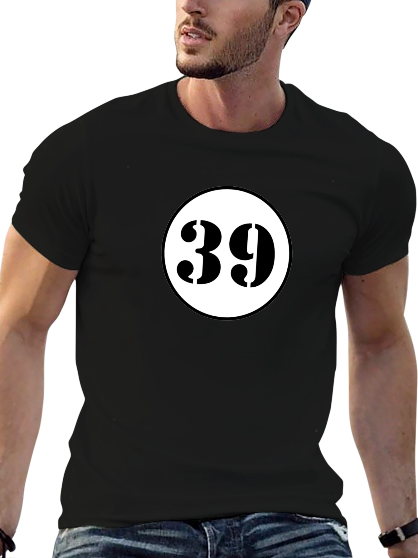 Black Retro Number 39 Black T-Shirt view 6