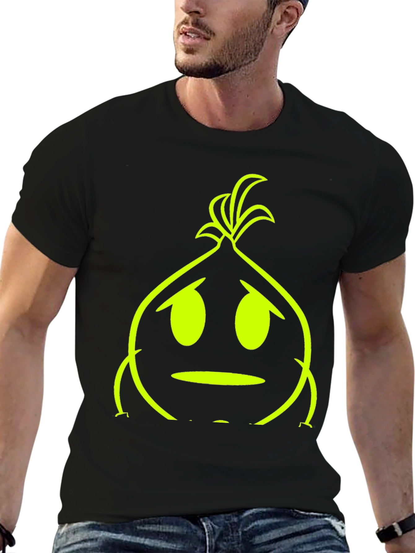 Black Sad Onion Graphic Tee - Black Cotton T-Shirt view 6