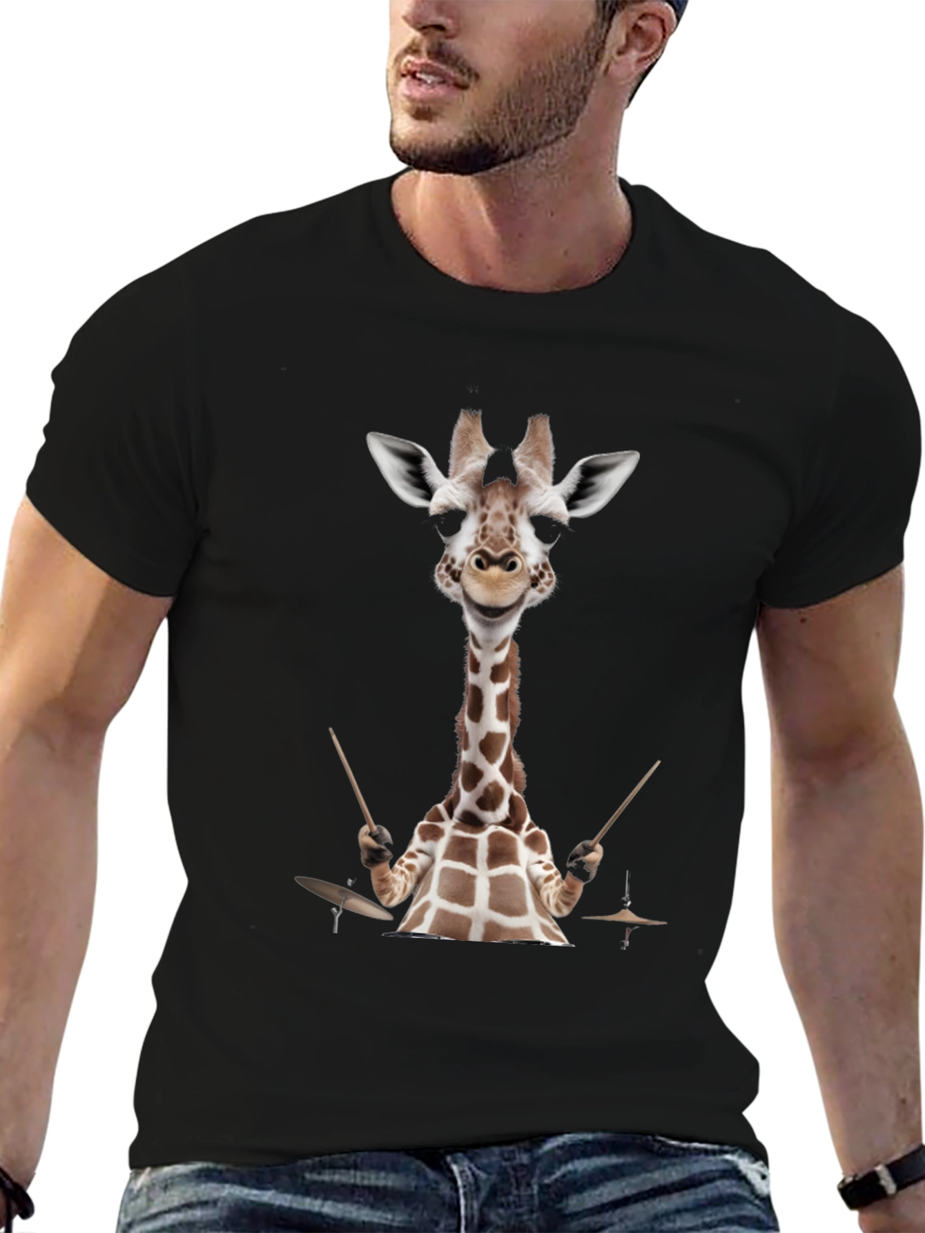Black Giraffe Drummer Graphic Tee view 6