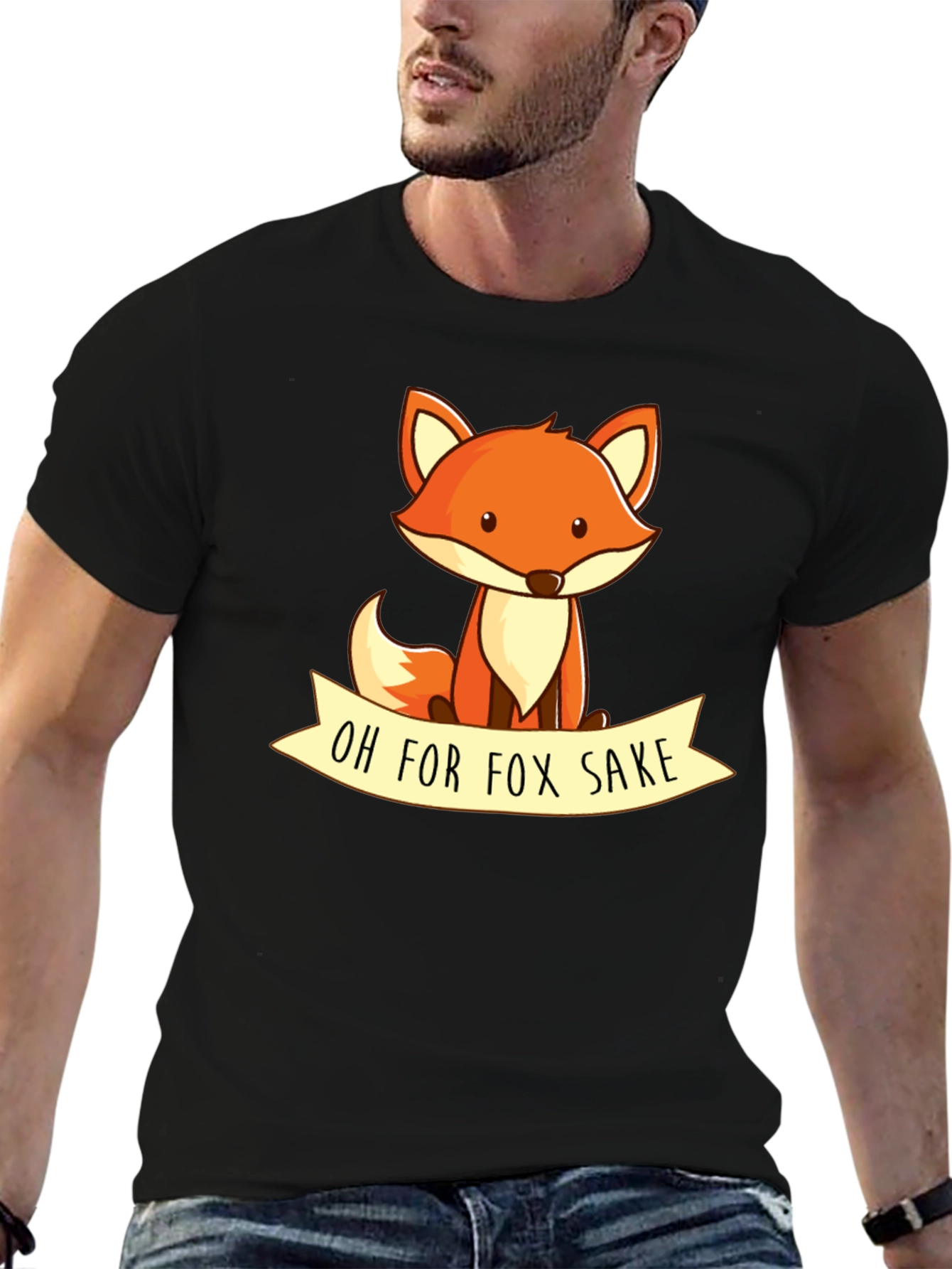 Black Oh For Fox Sake T-Shirt - Cute Animal Graphic Tee view 6