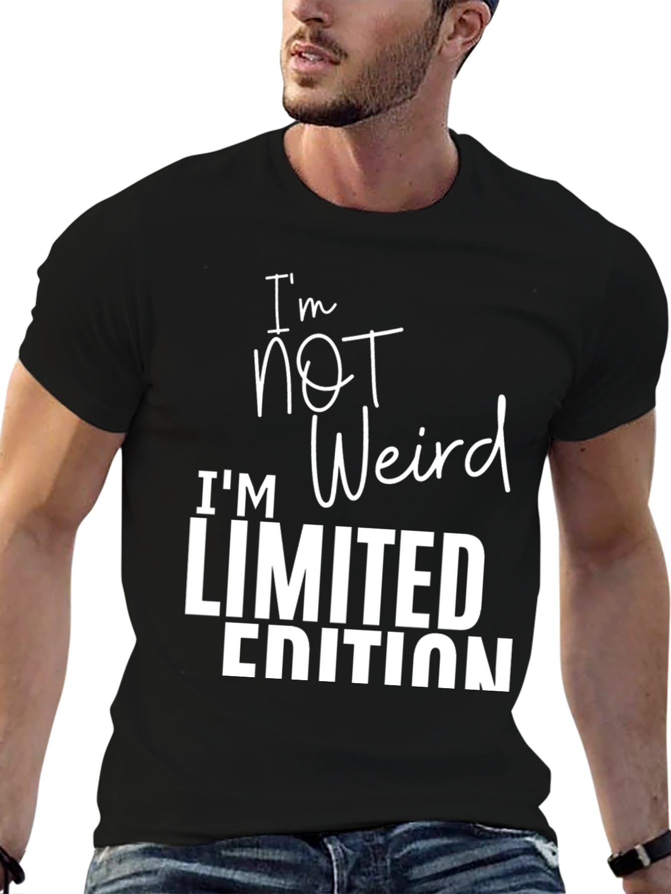 Black I'm Not Weird, Limited Edition Black Graphic T-Shirt view 6