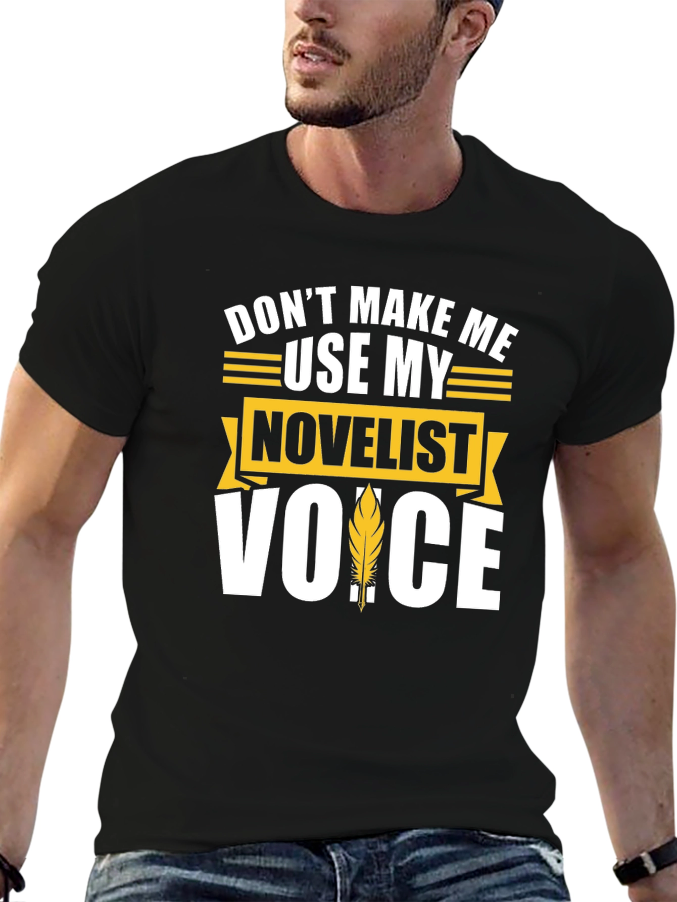 Black Novelist Voice T-Shirt - Funny Writer Gift view 6