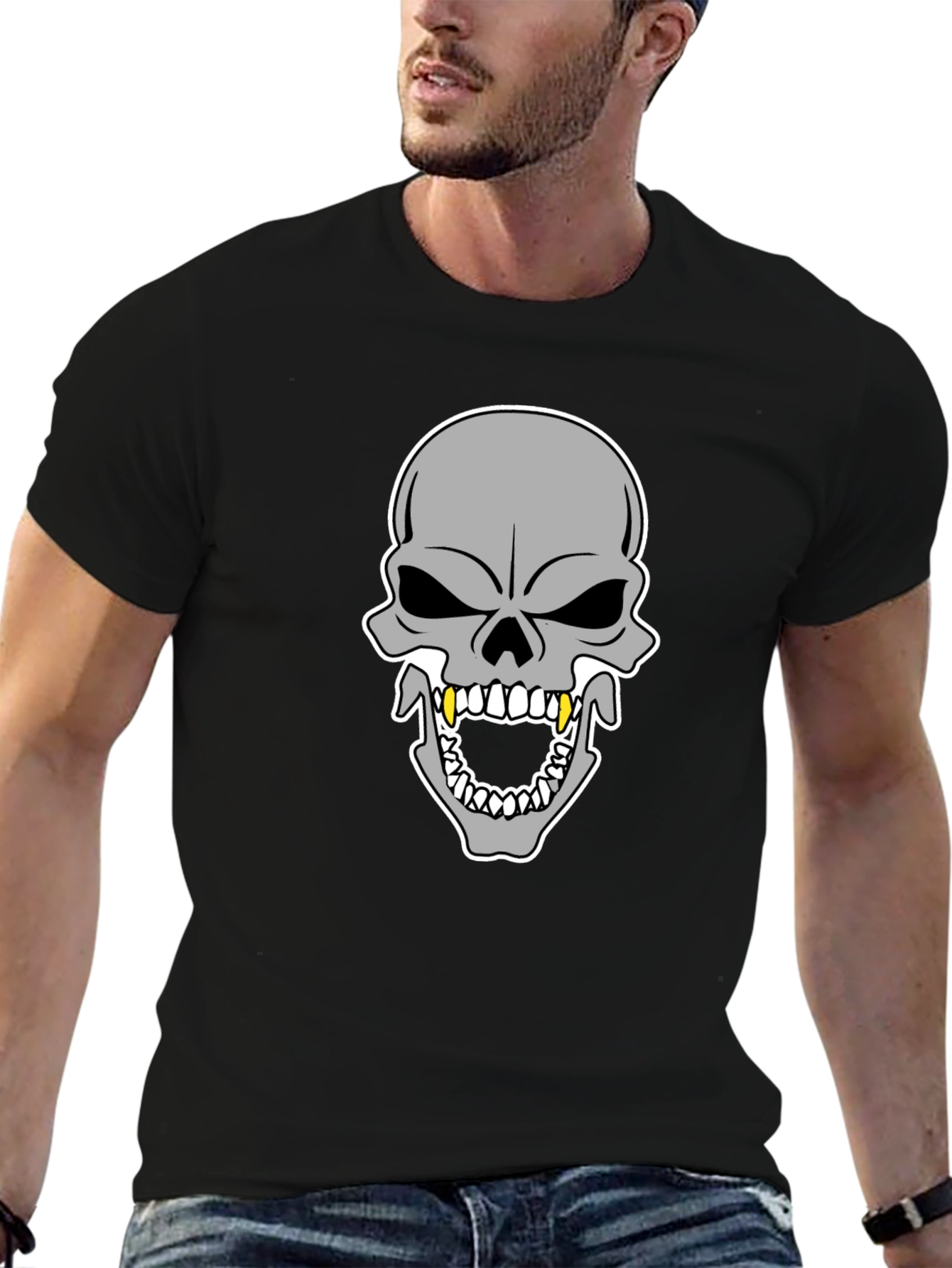 Black Skull Graphic Black T-Shirt view 6